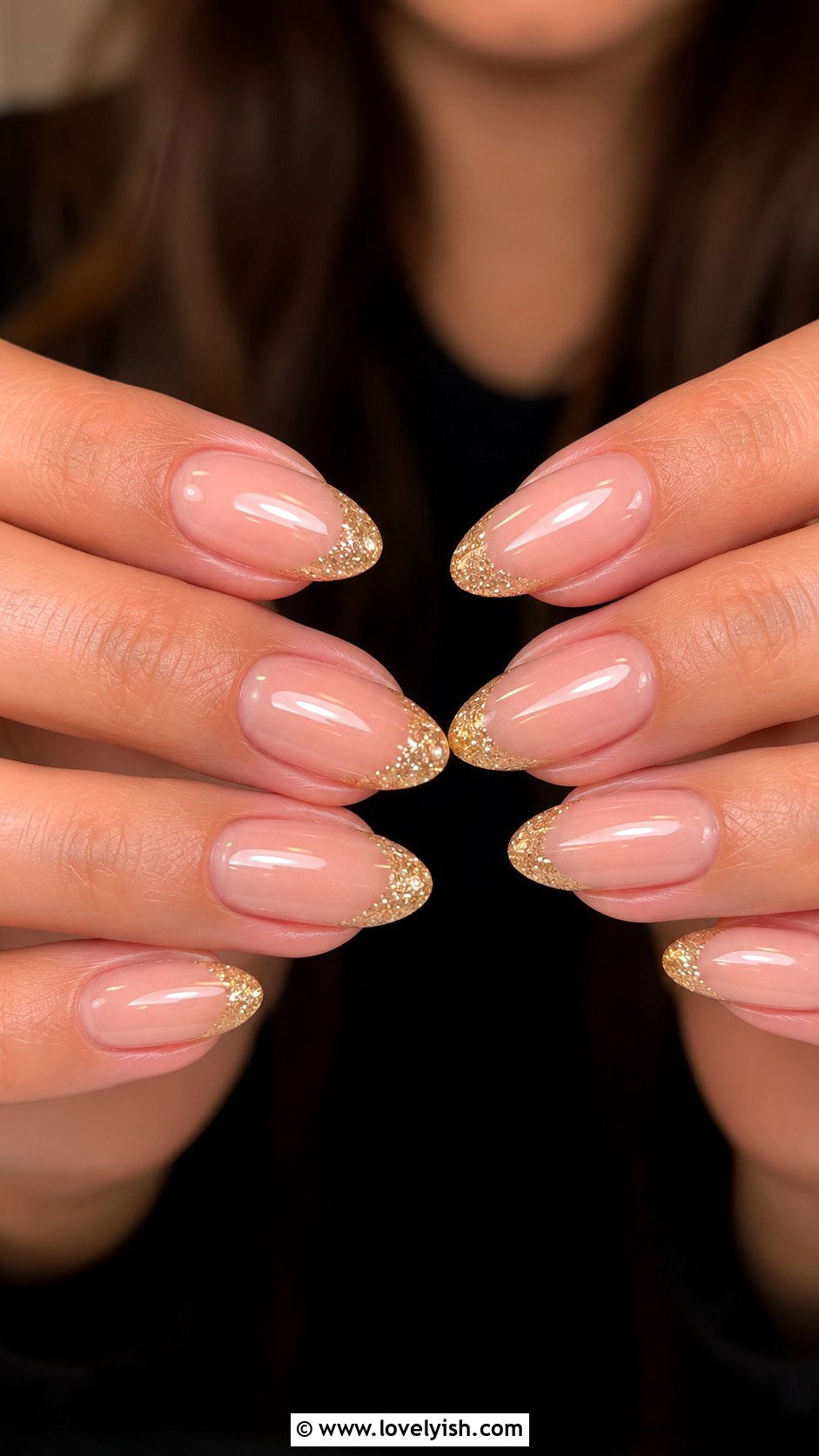 Glitter Gold Tip Nails - 34 nail design for summer - 34 nail design for summer
