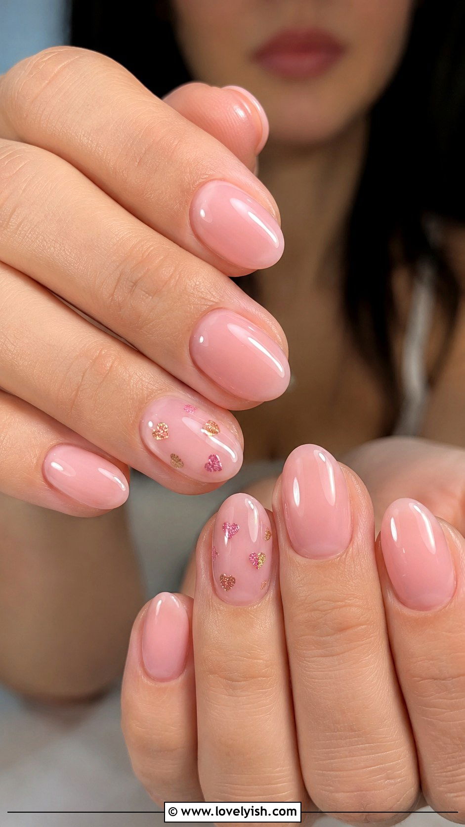 Glitter Heart Accent Nails - 50 glitter nails - 50 glitter nails