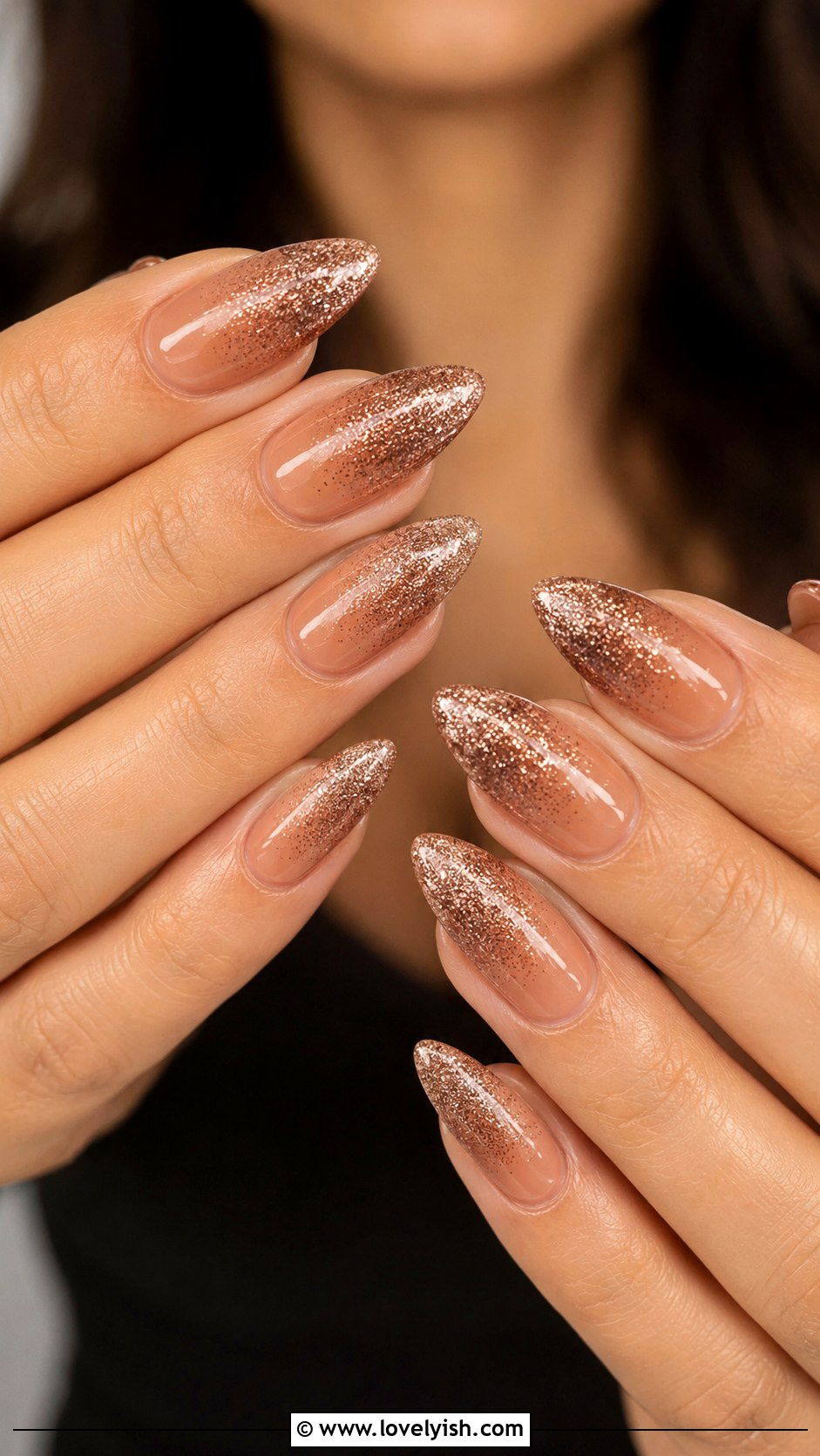 Glitter Ombre Bronze Nails - 43 summer nail designs - 43 summer nail designs