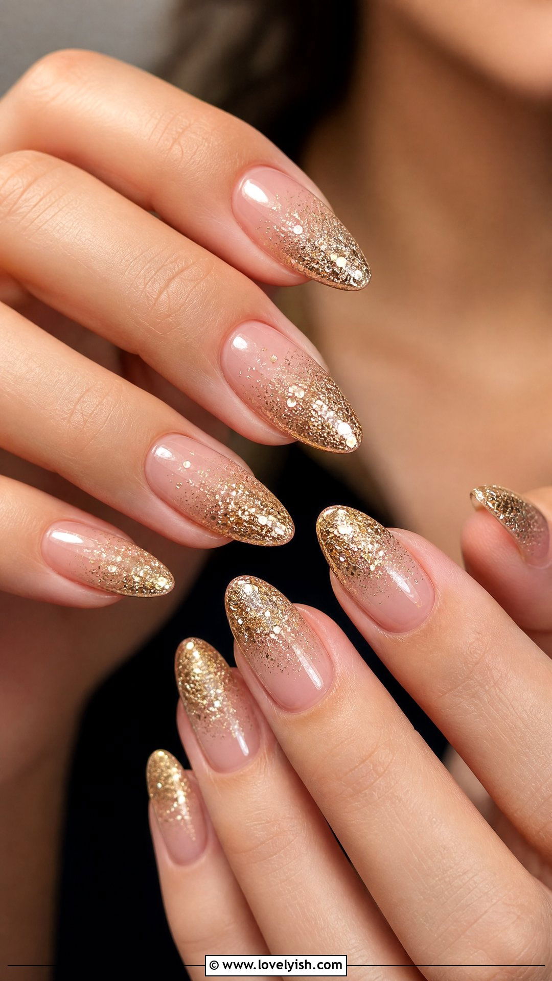 Glitter Ombre Champagne Nails - 50 pictures of nail designs - 50 pictures of nail designs