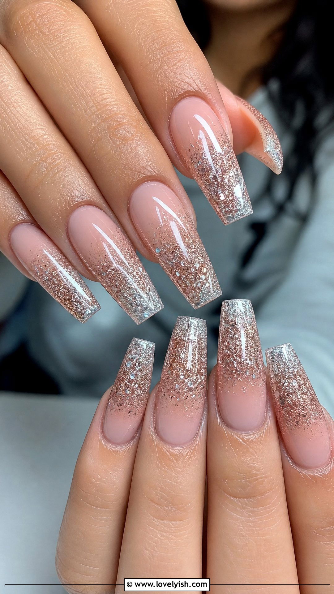 Glitter Ombre Coffin Nails - 50 coffin nails - 50 coffin nails