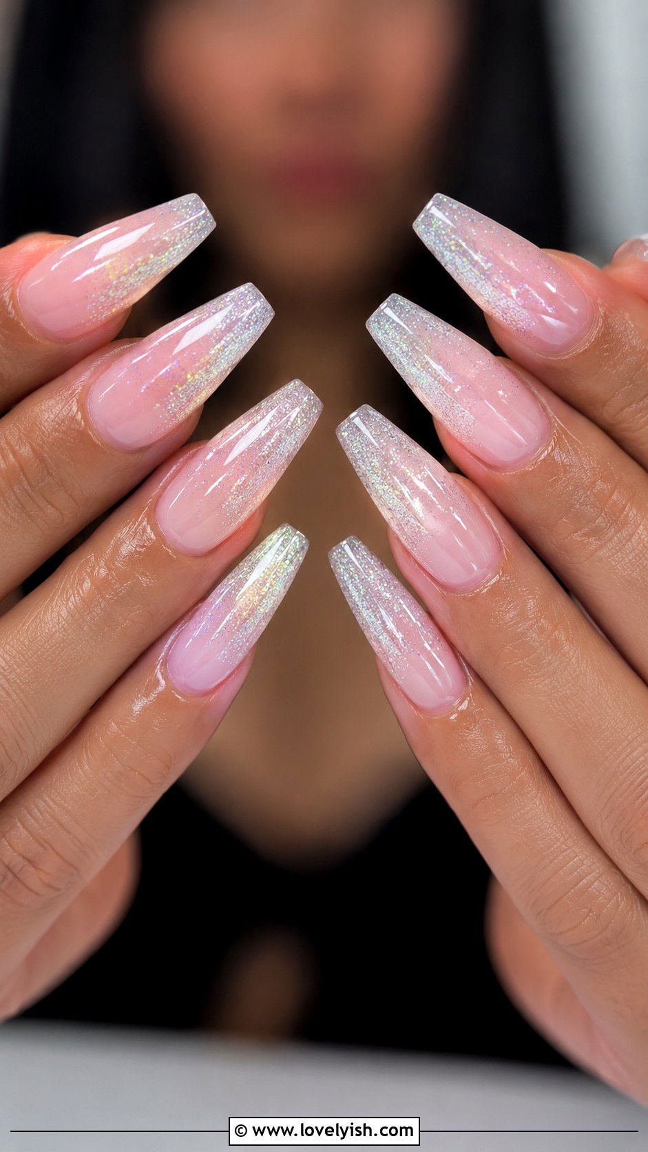 Glitter Ombre Coffin Nails - 25 glitter nail designs