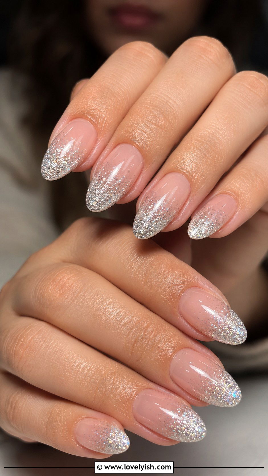 Glitter Ombre French Tip Almond Nails - 50 almond french tip nails - 50 almond french tip nails