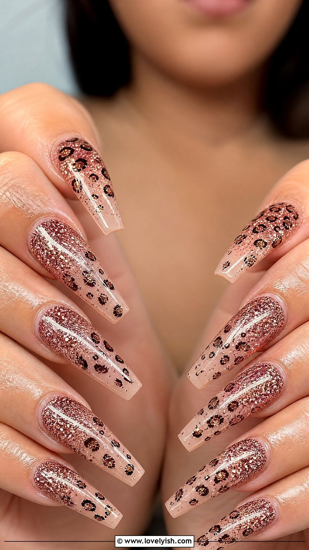 Glitter Ombre Leopard Print Nails - 50 leopard print nails - 50 leopard print nails