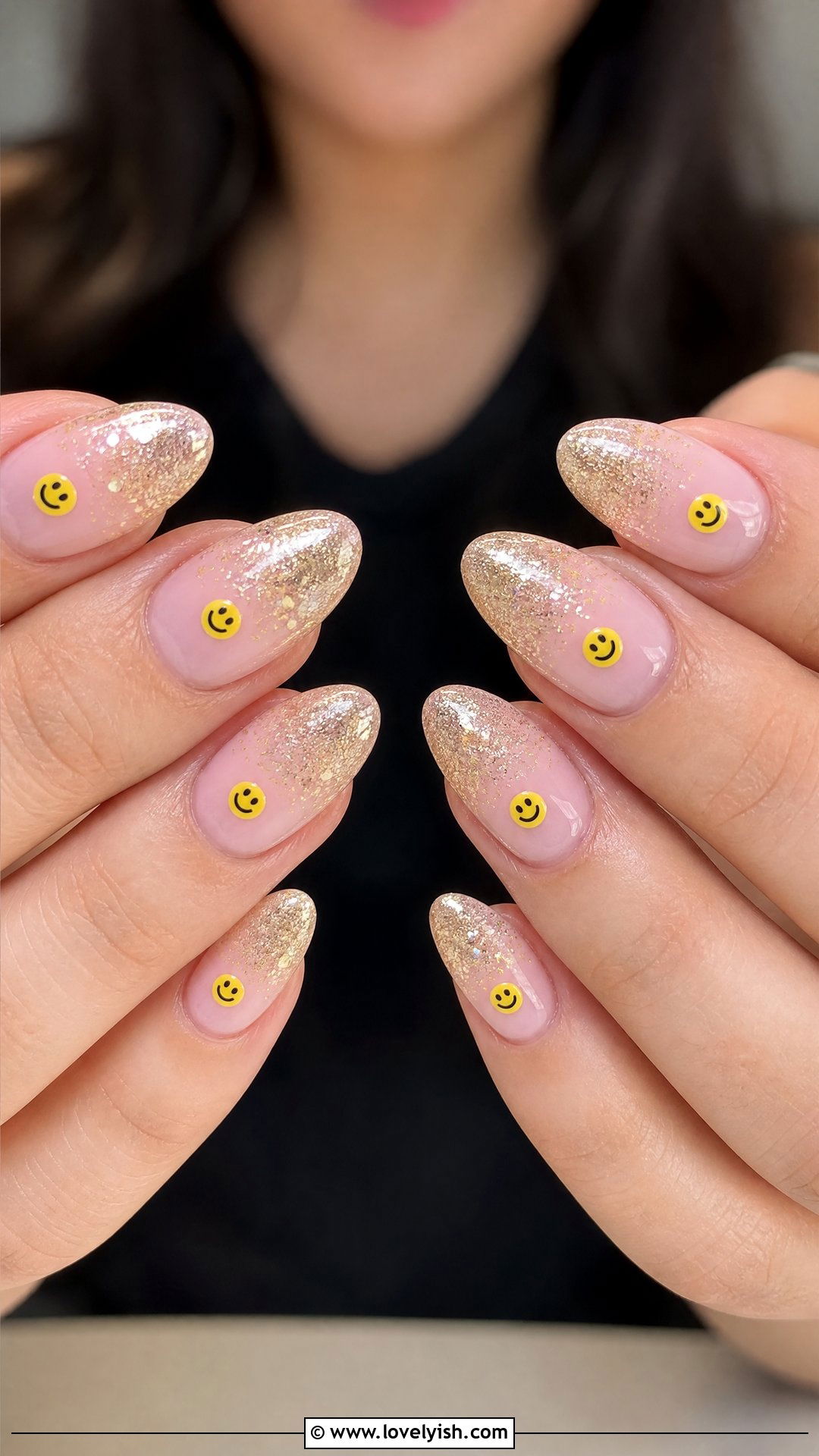 Glitter Ombre Smiley Face Nails - 50 smiley face nails - 50 smiley face nails