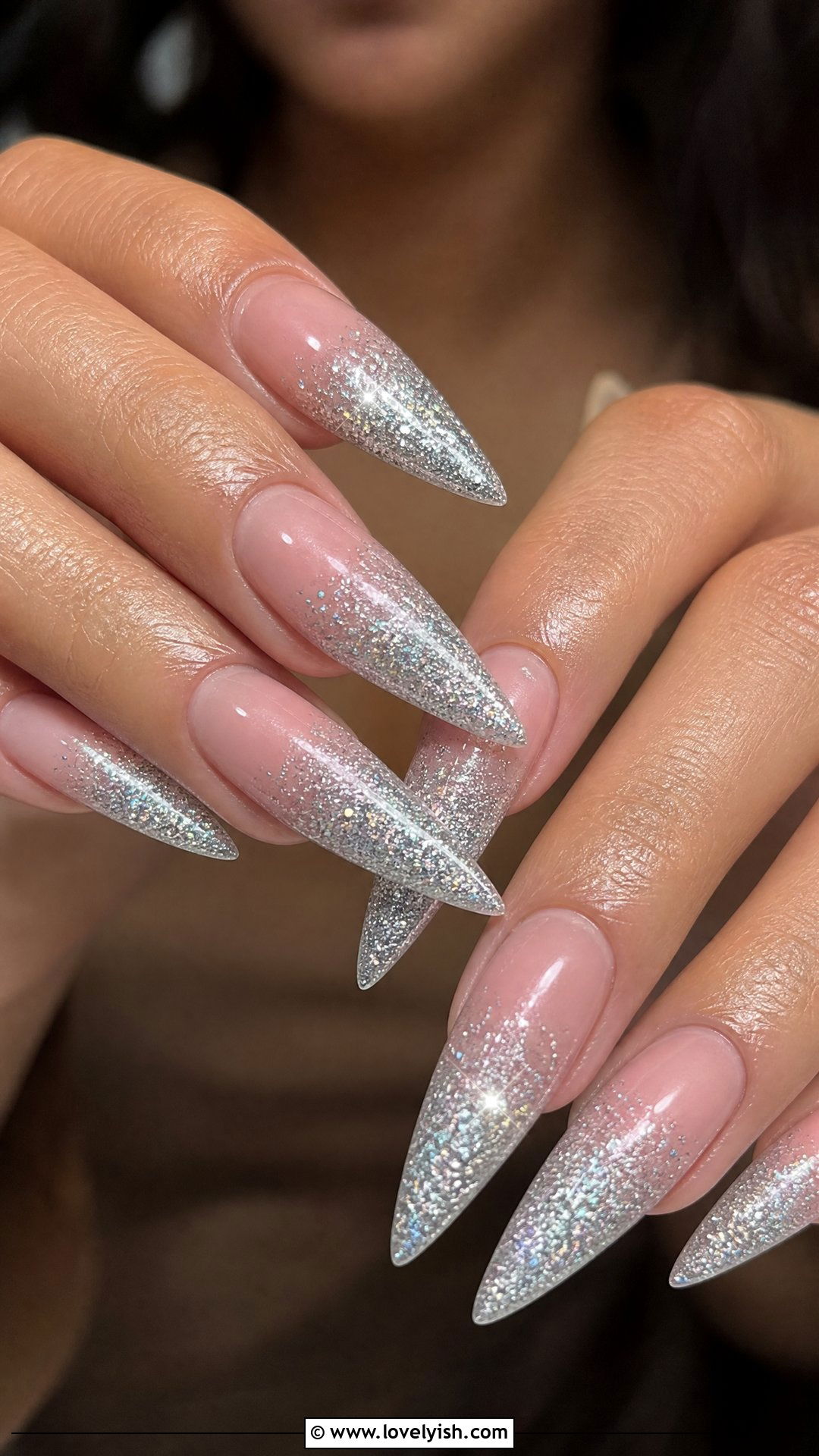 Glitter Ombre Stiletto Nail Extensions - 48 nail extensions - 48 nail extensions