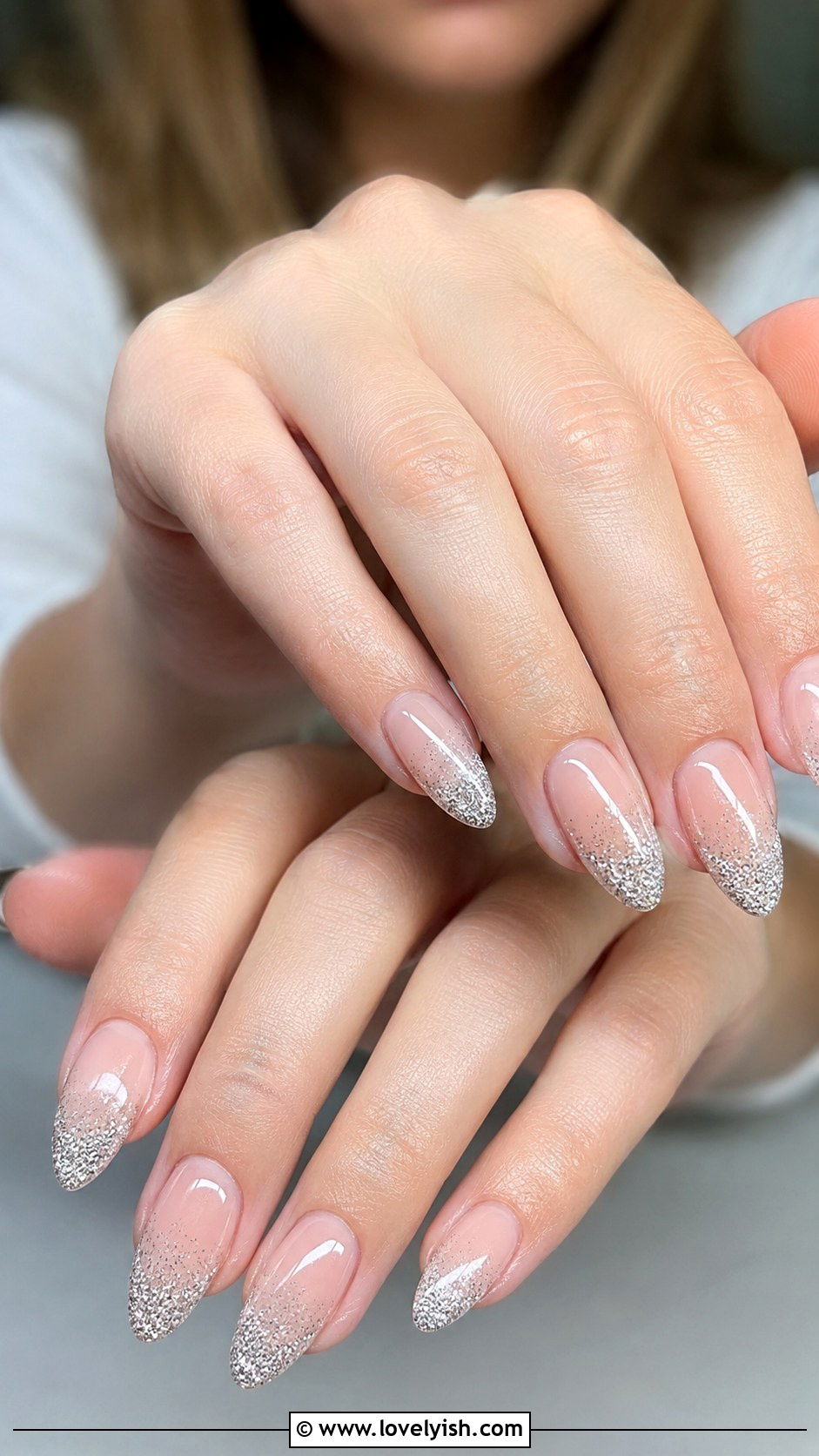 Glitter Tip French Acrylic Nails - 42 acrylic nail designs - 42 acrylic nail designs