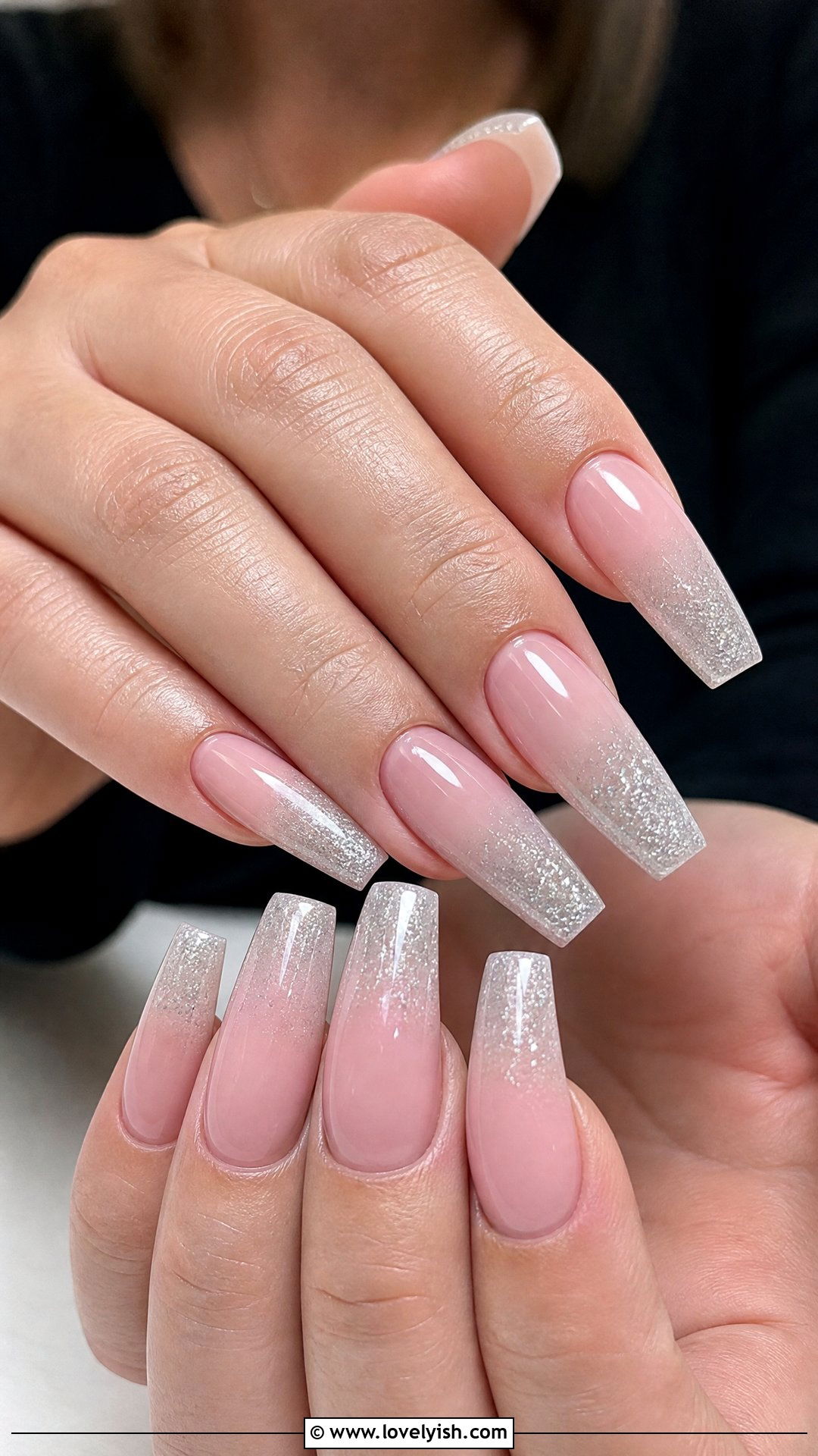Glitter Tip French Ombre - 50 french ombre nails - 50 french ombre nails