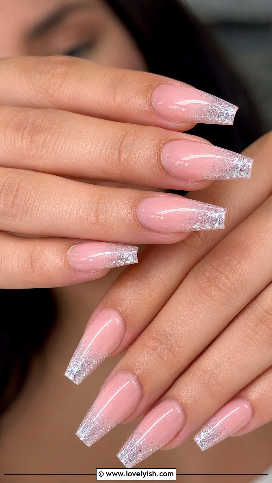 Glitter Tip Pastel Pink Nails - 50 baby shower nails - 50 baby shower nails