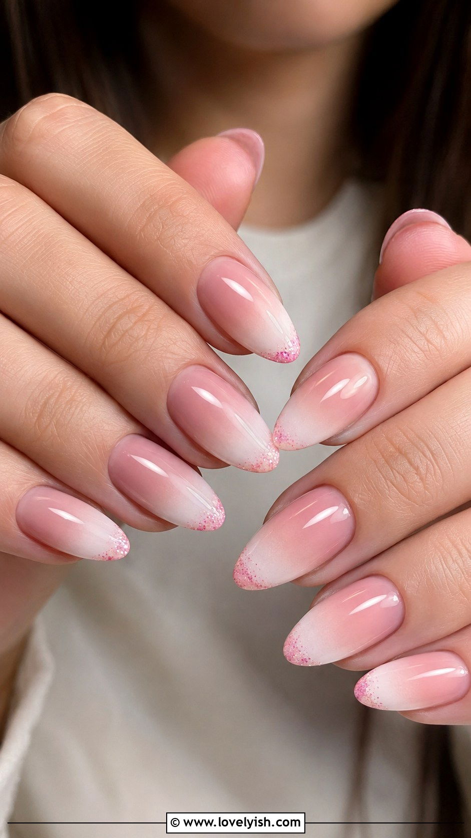 Glitter Tip Pink Ombre French Nails - 50 ombre french nails - 50 ombre french nails