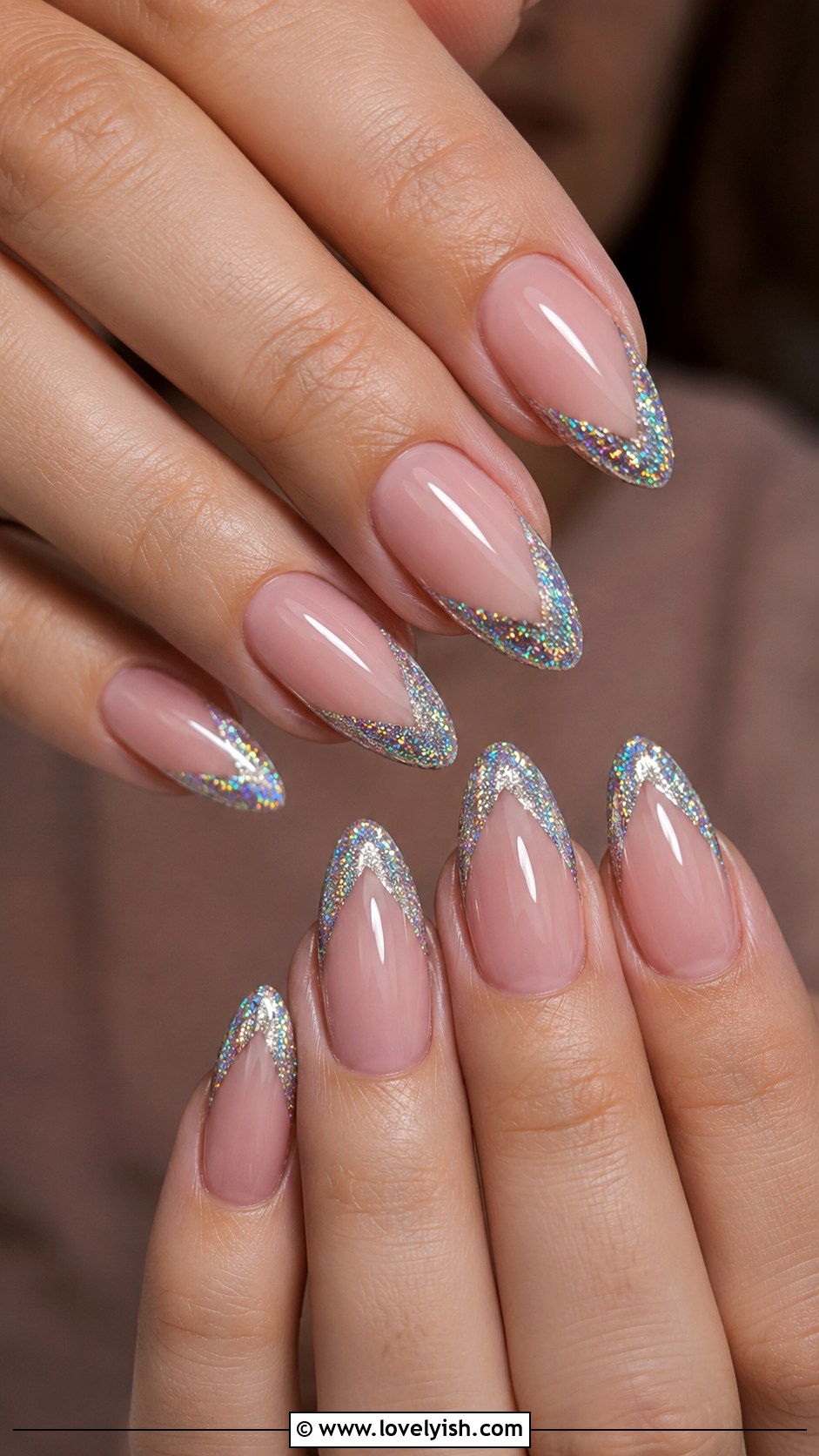 Glitter V Tip Prom Nails - 50 prom nails - 50 prom nails