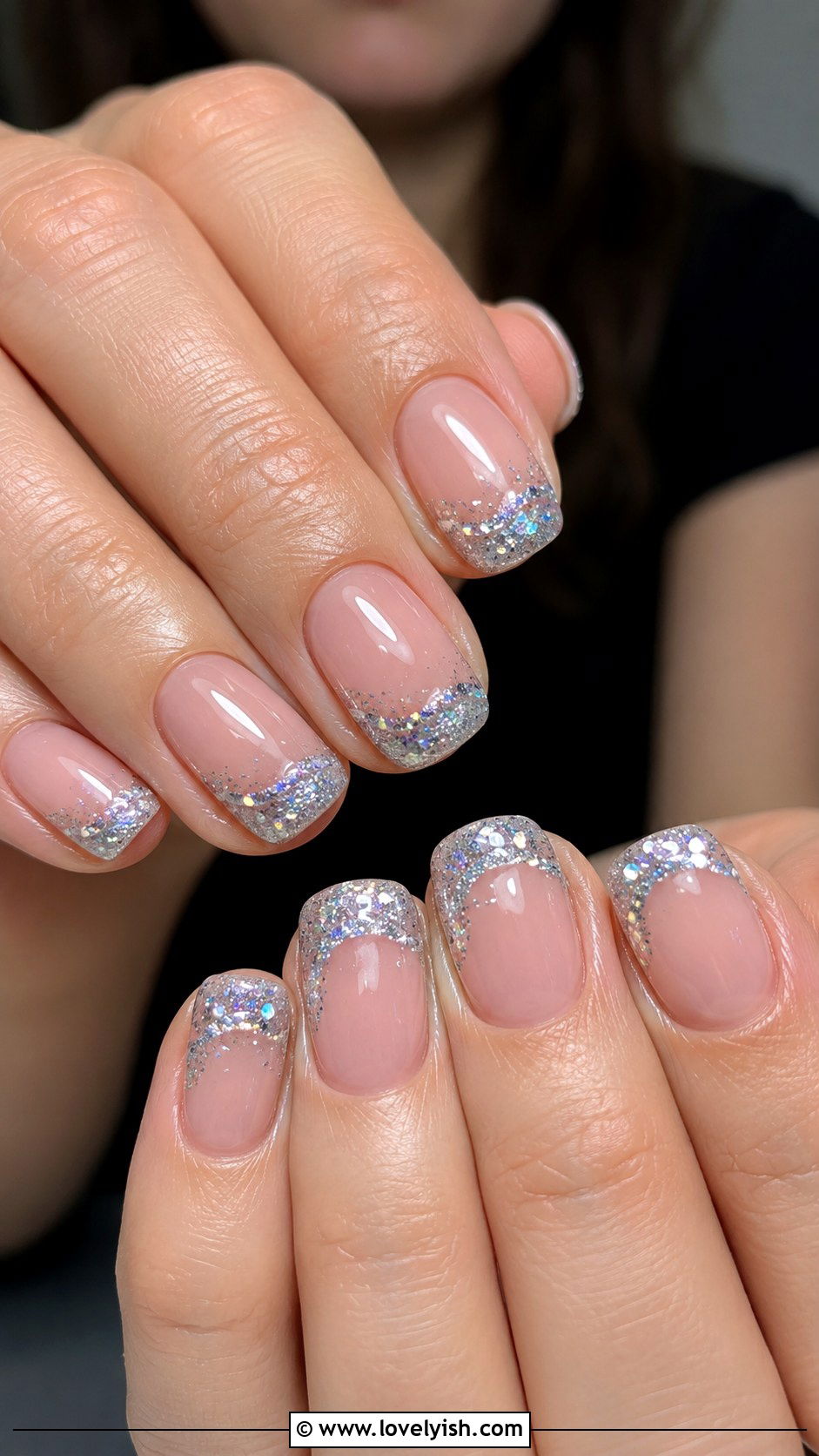 Glitter Wave Tip Nails - 38 beach nail designs - 38 beach nail designs