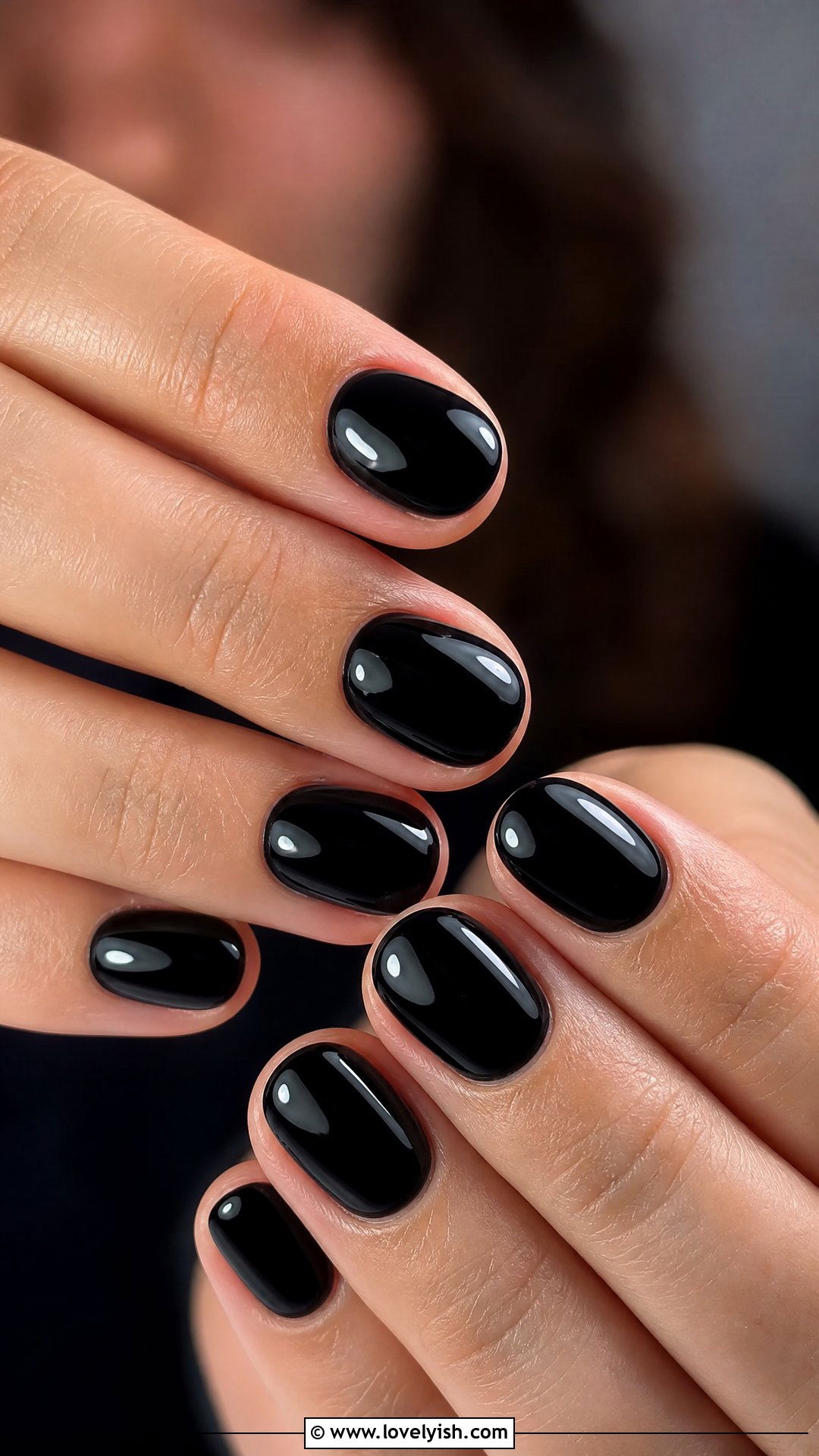 Glossy Black Short Nails - 35 short nails designs - 35 short nails designs