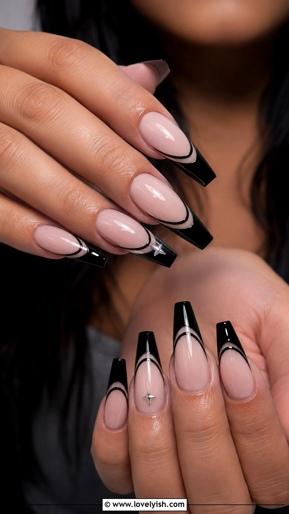 Glossy Black Stiletto Baddie Nails - 50 baddie nails - 50 baddie nails
