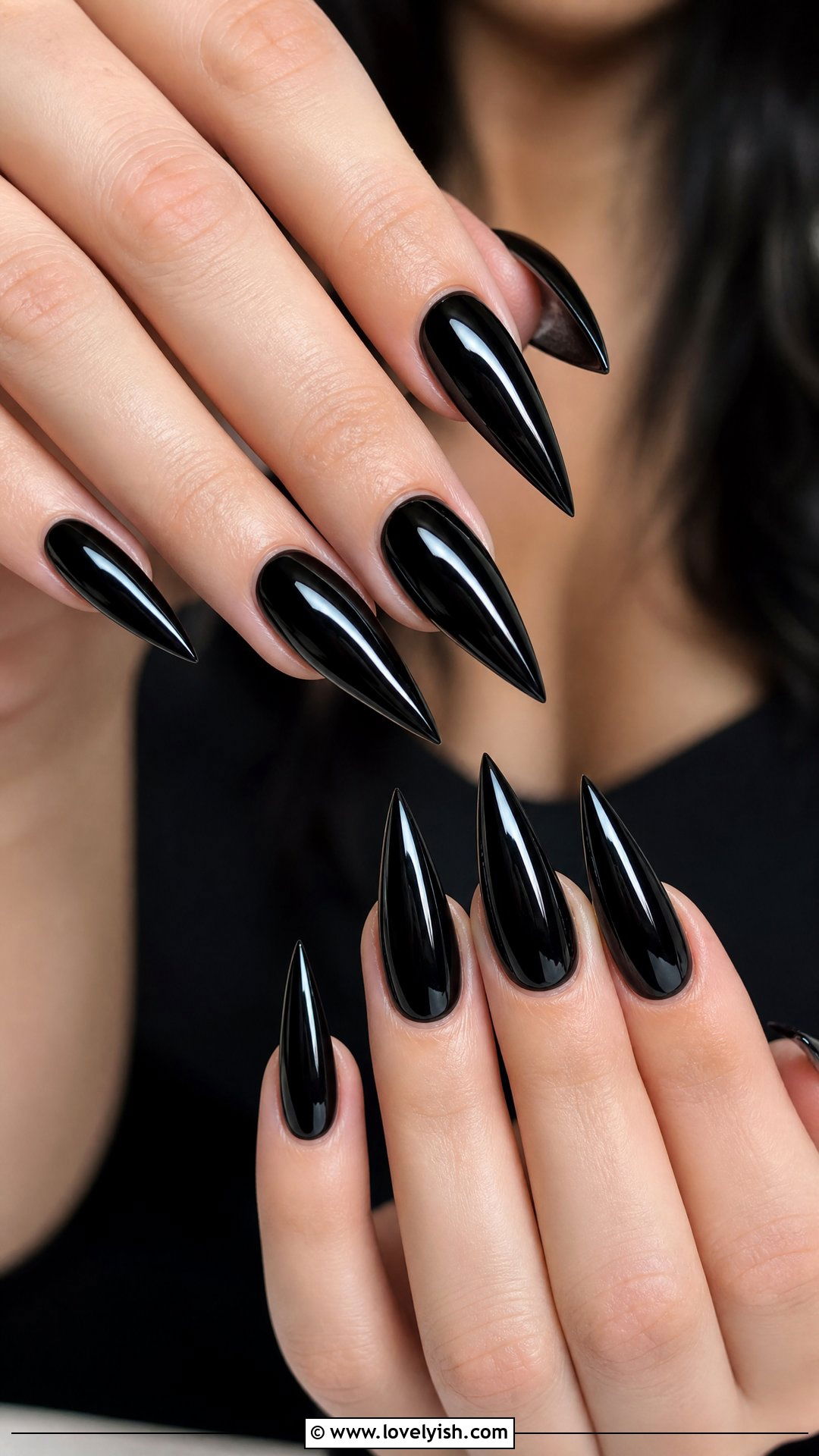 Glossy Black Stiletto Gothic Nails - 50 gothic nails - 50 gothic nails