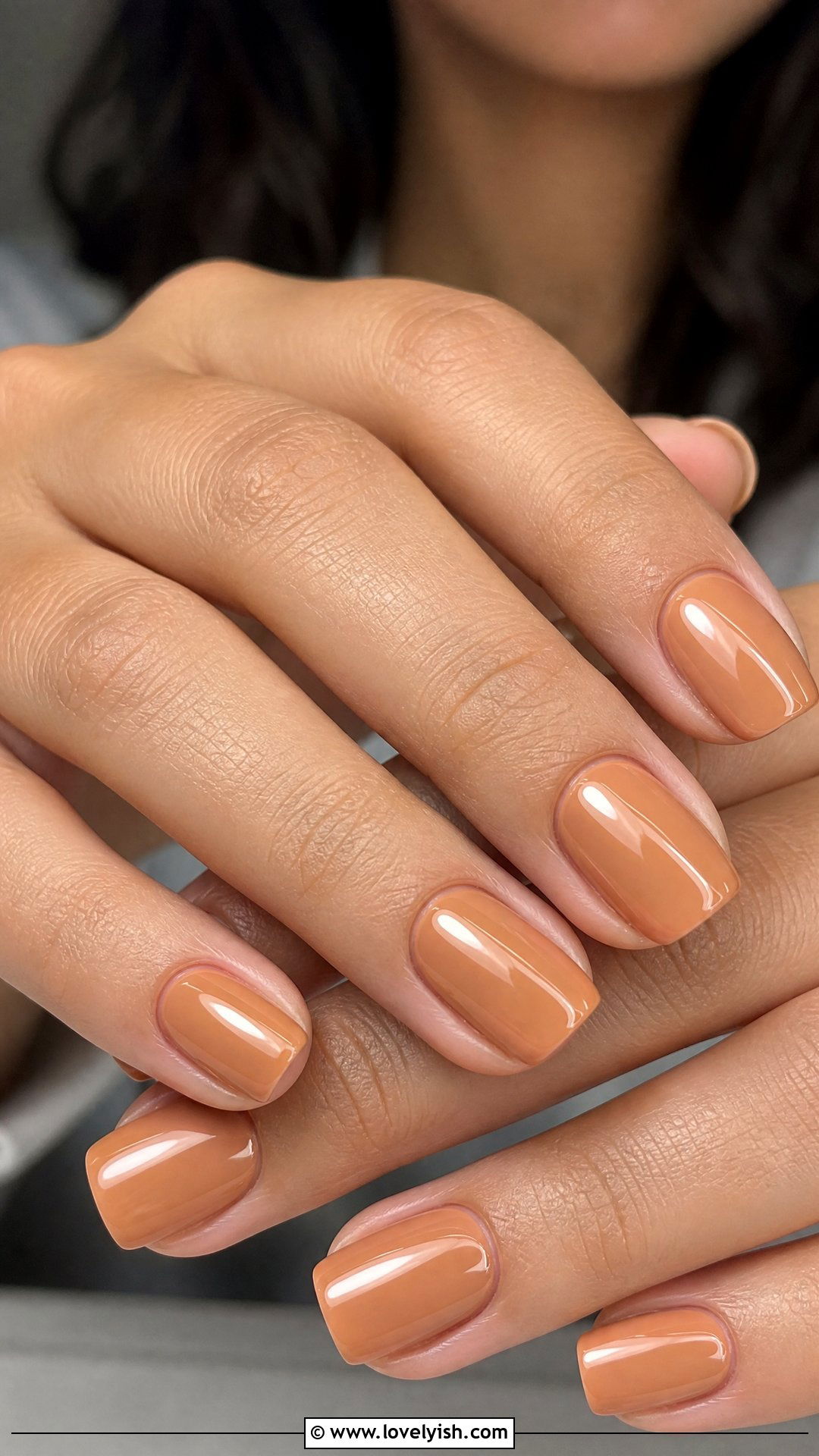 Glossy Caramel Nude Nails Short Squoval - 50 work appropriate nails - 50 work appropriate nails