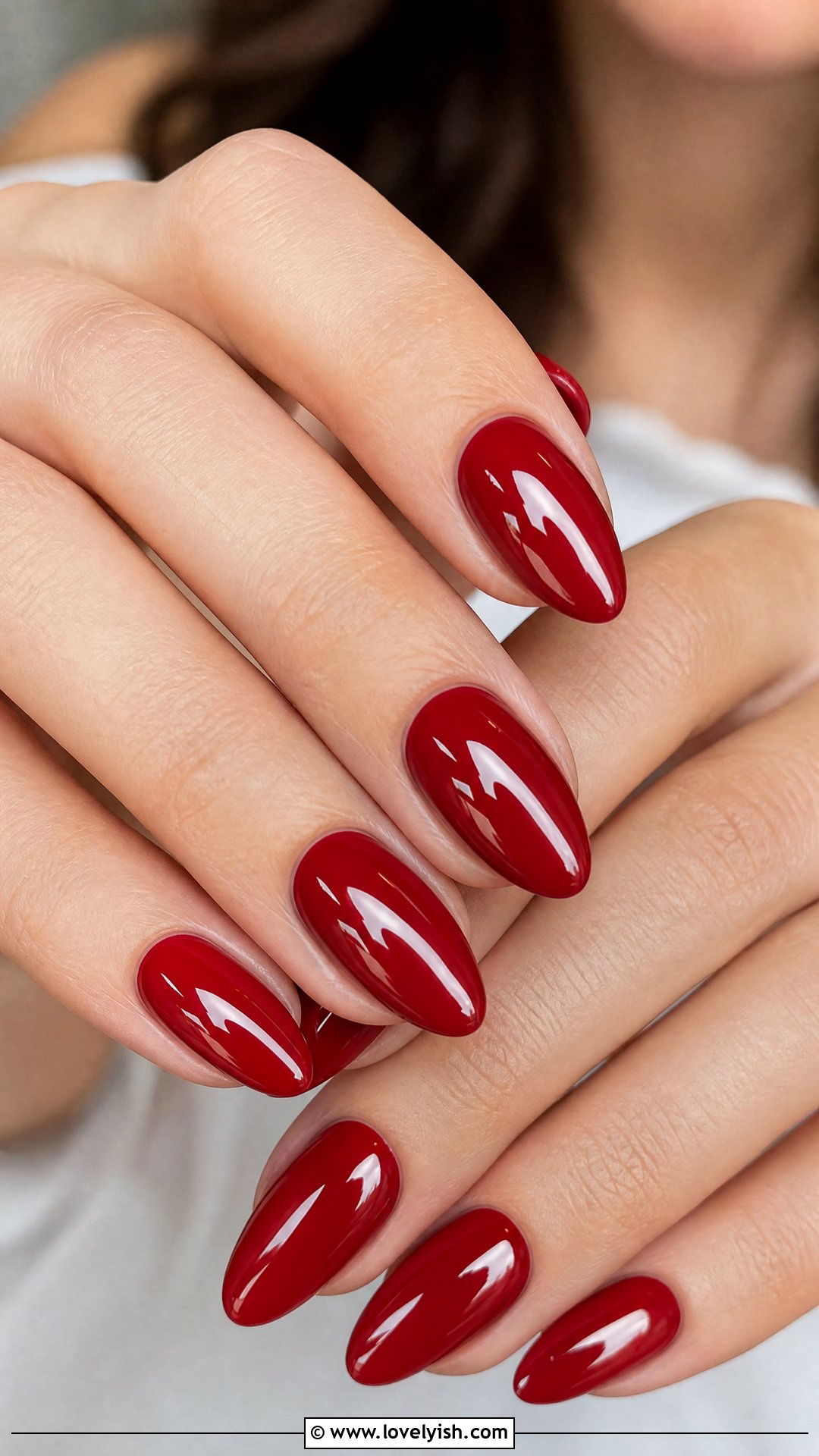 Glossy Cherry Red Nails - 50 simple nail art - 50 simple nail art