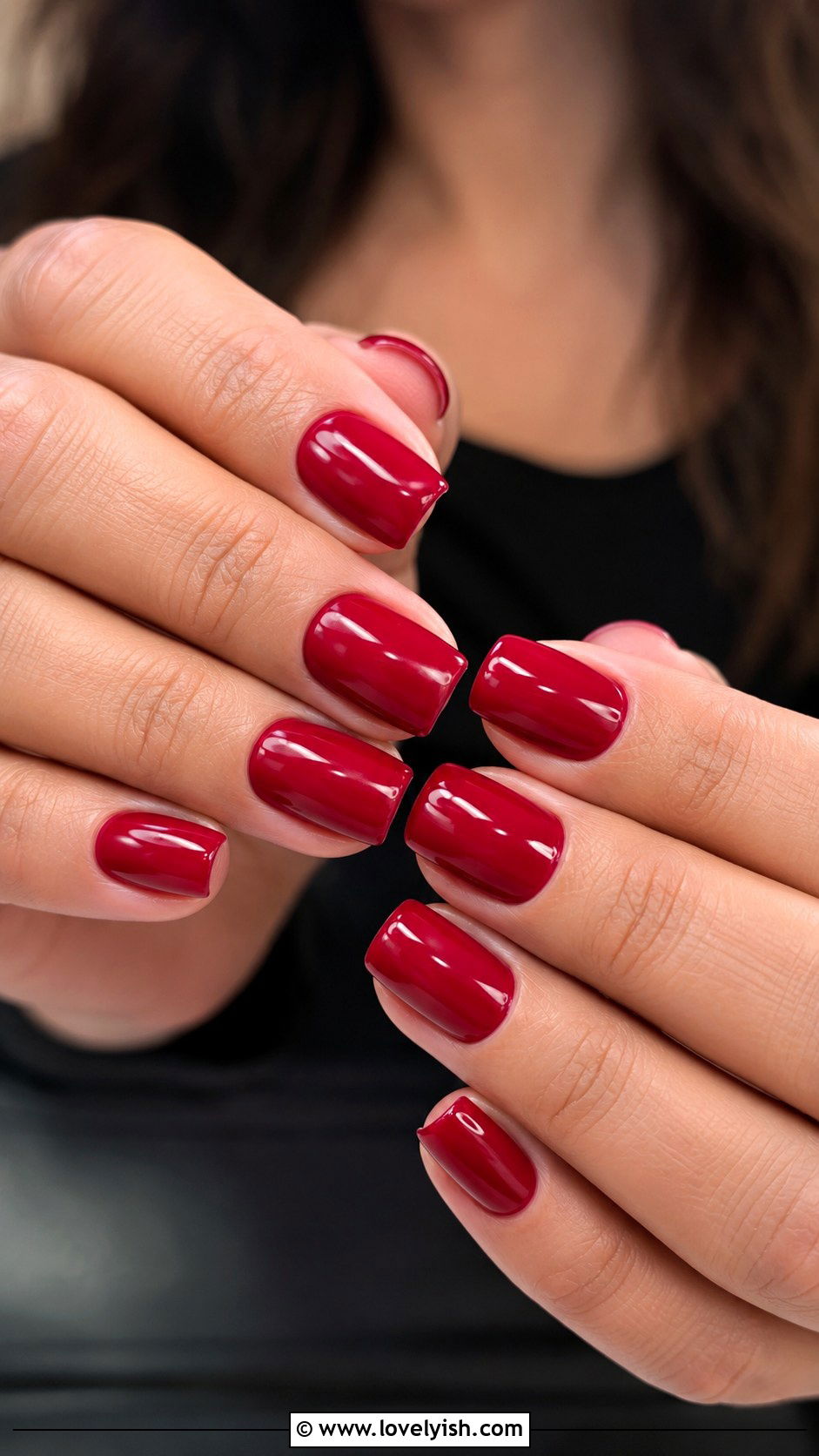 Glossy Cherry Red Square Nails - 50 unique nail designs - 50 unique nail designs