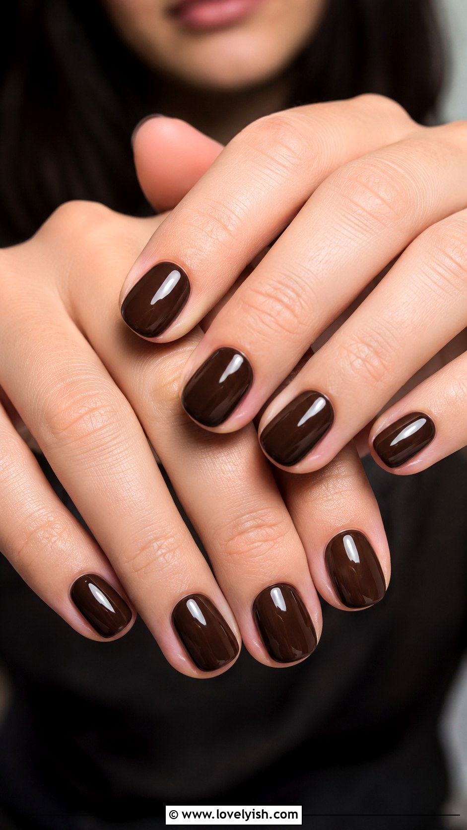 Glossy Chocolate Brown Nails - 50 trendy simple nail designs - 50 trendy simple nail designs