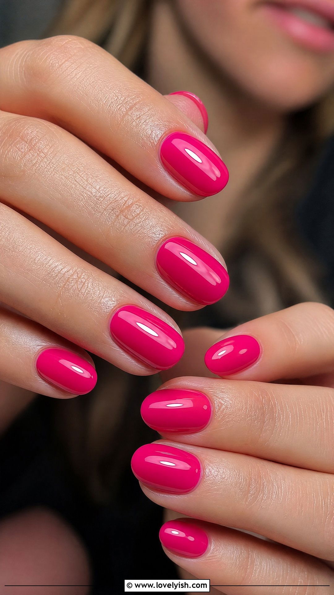 Glossy Hot Pink Round Nails - 50 round nails - 50 round nails