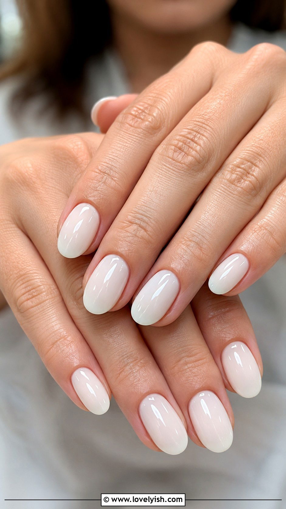 Glossy Milky White Nail Art - 50 diy nail art - 50 diy nail art