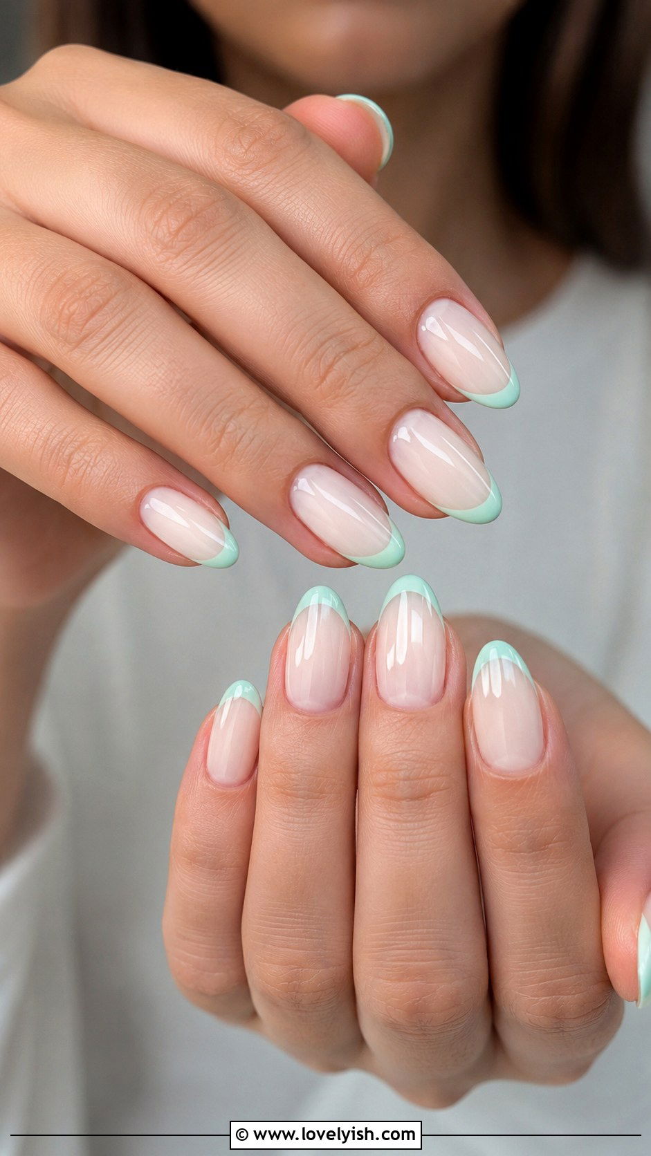 Glossy Mint French Tip Nails - 50 modern mint nail art ideas - 50 modern mint nail art ideas