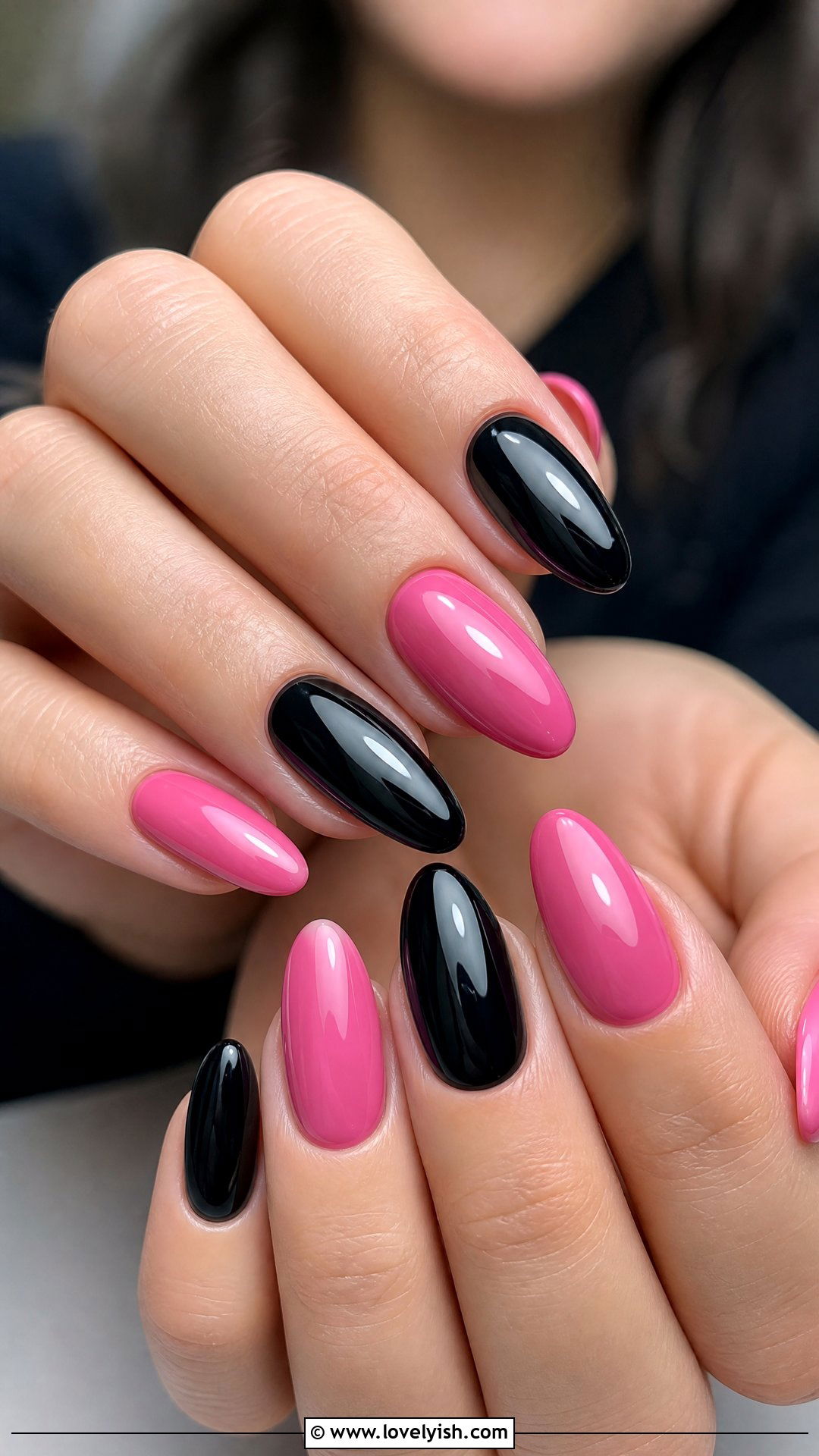 Glossy Pink and Black Nails - 50 pink and black nails - 50 pink and black nails