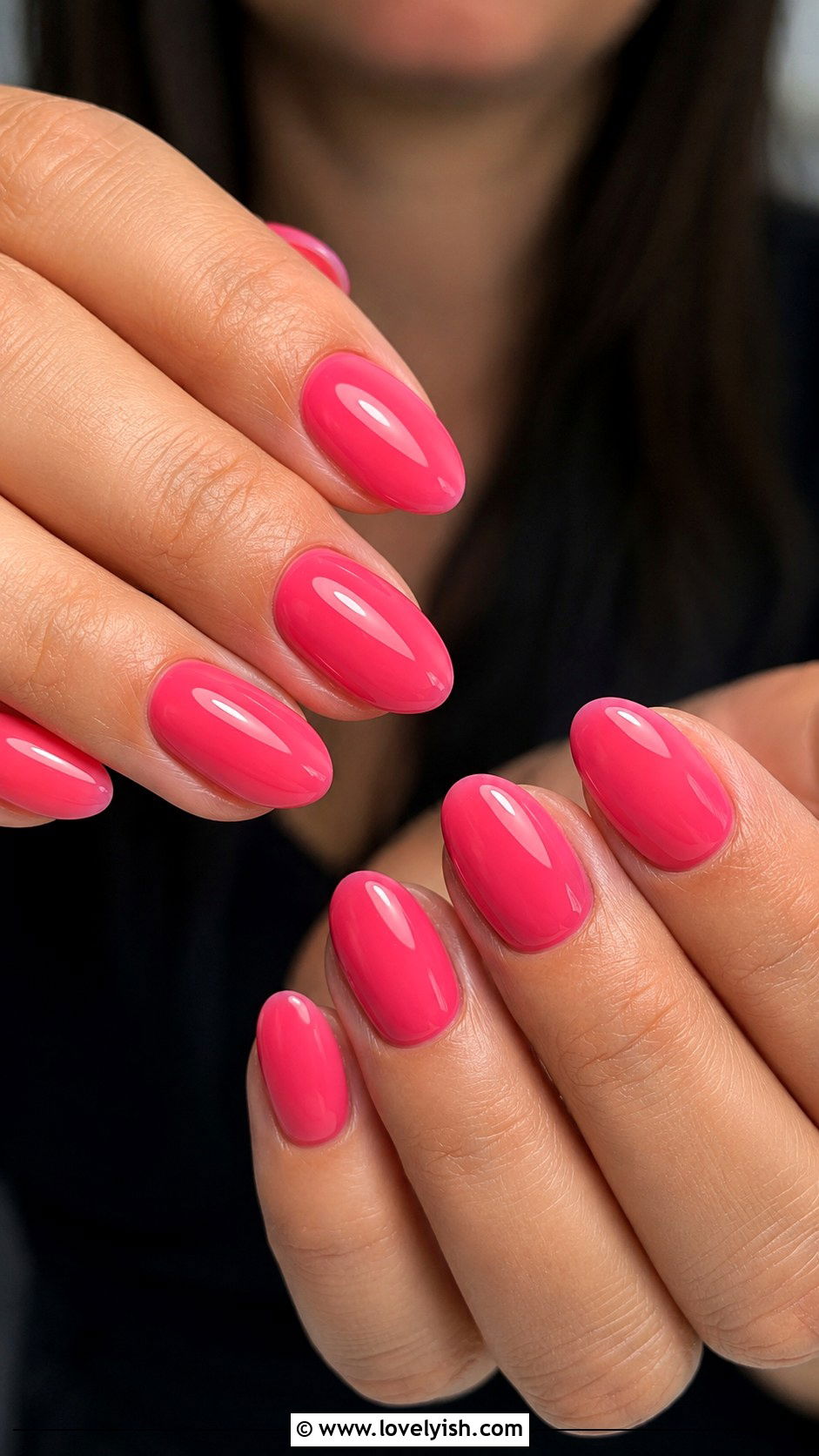 Glossy Watermelon Pink Nails - 50 beach nails - 50 beach nails
