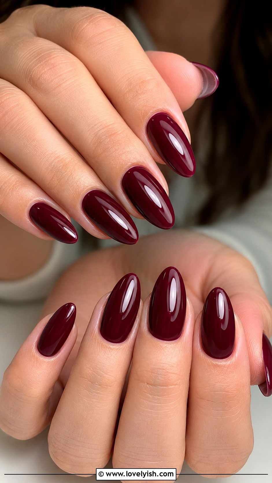 Glossy Wine Almond Nails - 50 wine nails - 50 wine nails