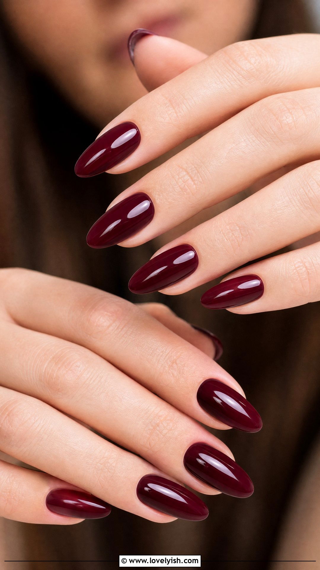 Glossy Wine Red Holiday Nails - 50 holiday nails - 50 holiday nails