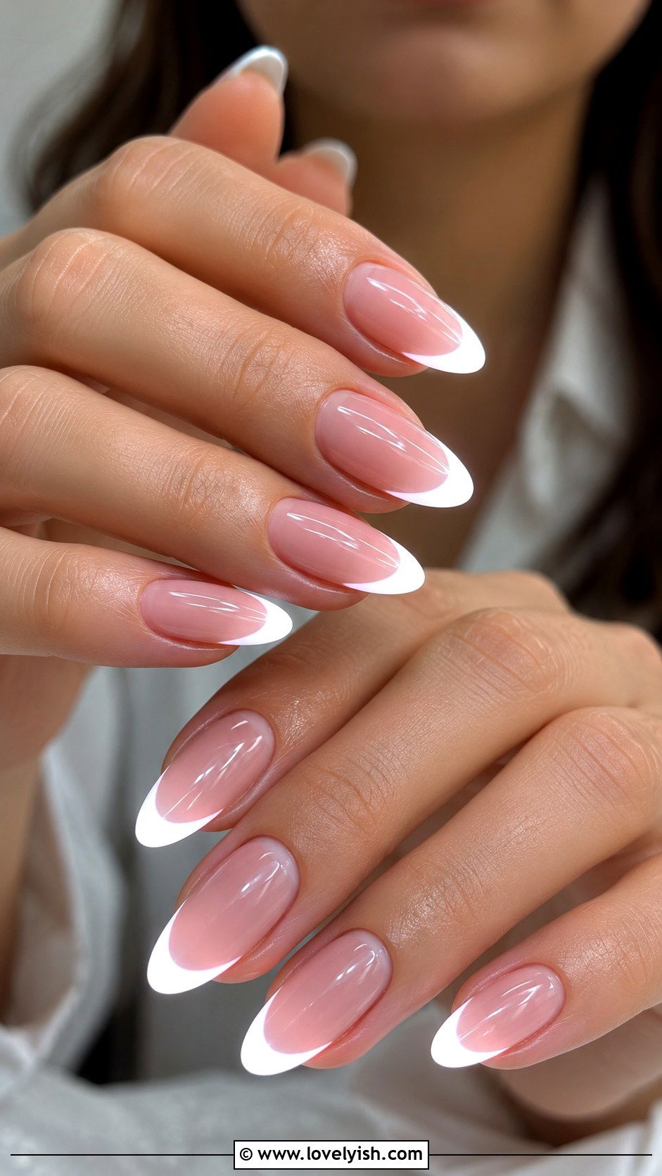Glow French Tip Almond Nails - 50 almond french tip nails - 50 almond french tip nails