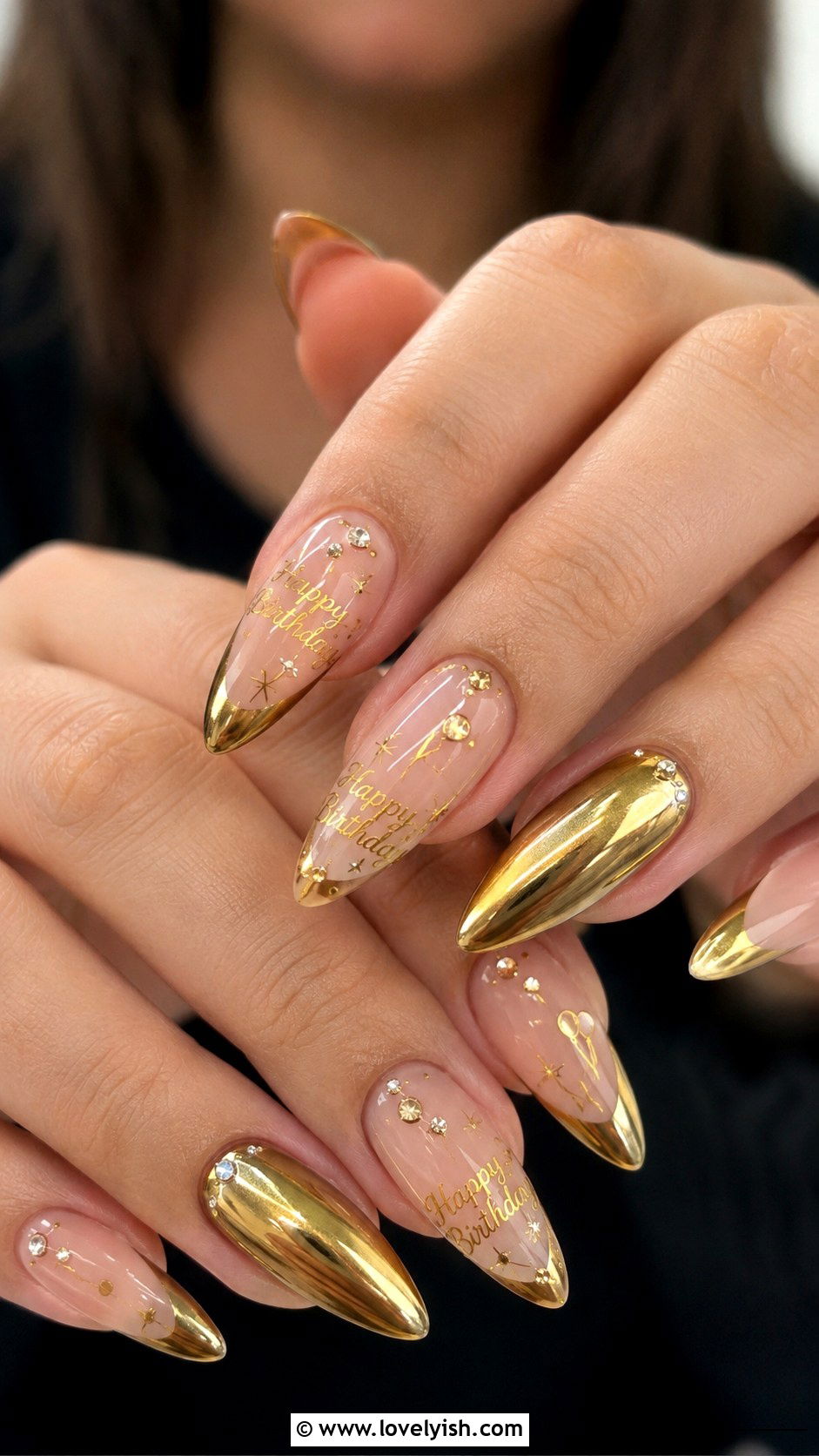 Gold Chrome Birthday Nails - 50 gold chrome nails - 50 gold chrome nails