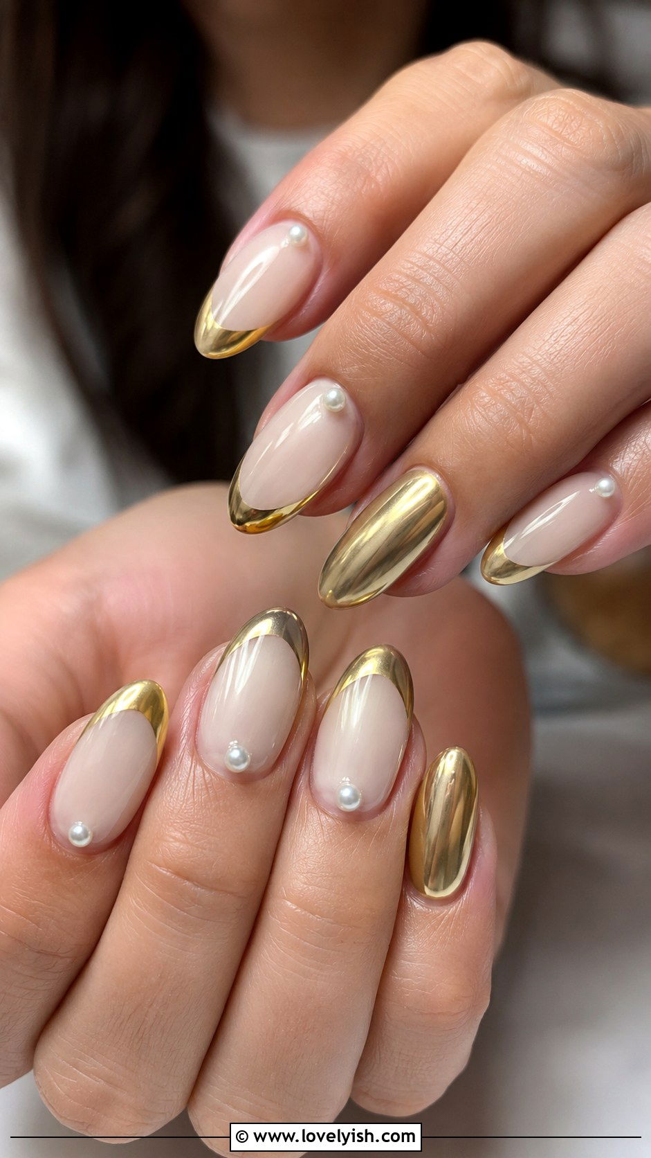 Gold Chrome Bridal Nails - 50 gold chrome nails - 50 gold chrome nails