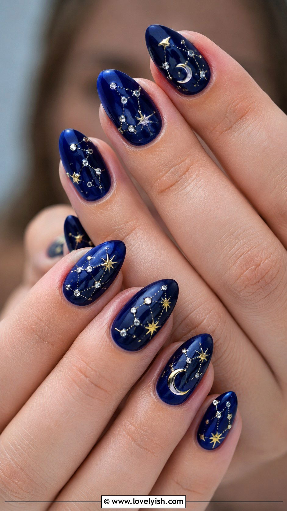 Gold Chrome Celestial Star Nails - 50 gold chrome nails - 50 gold chrome nails