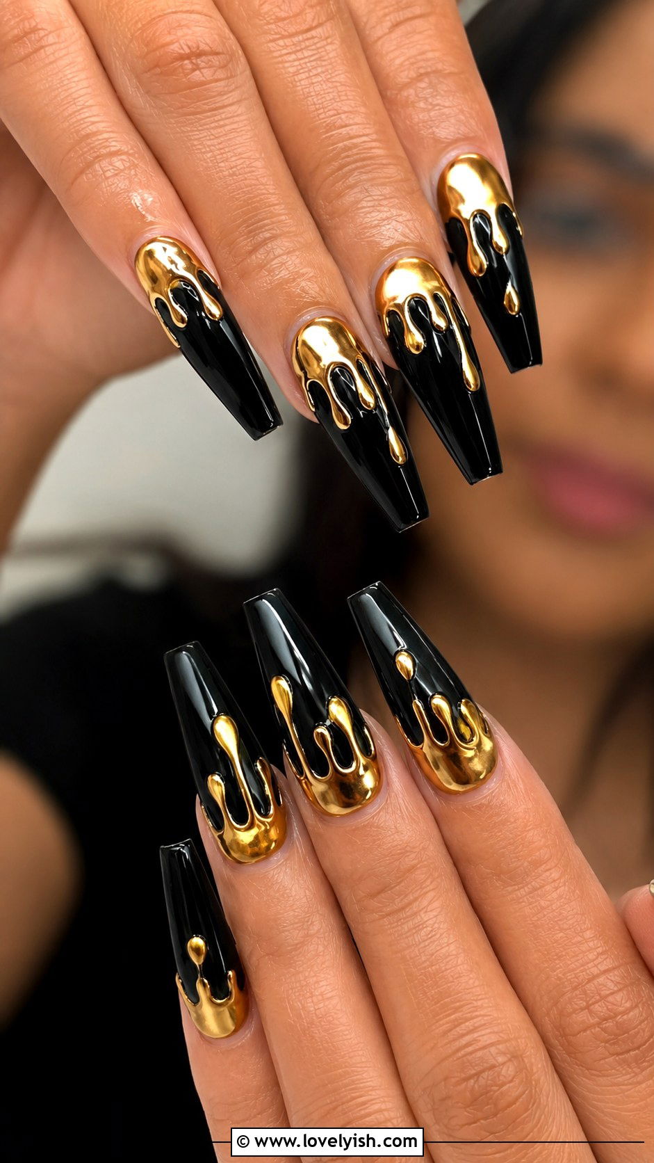 Gold Chrome Drip Nails - 50 gold chrome nails - 50 gold chrome nails