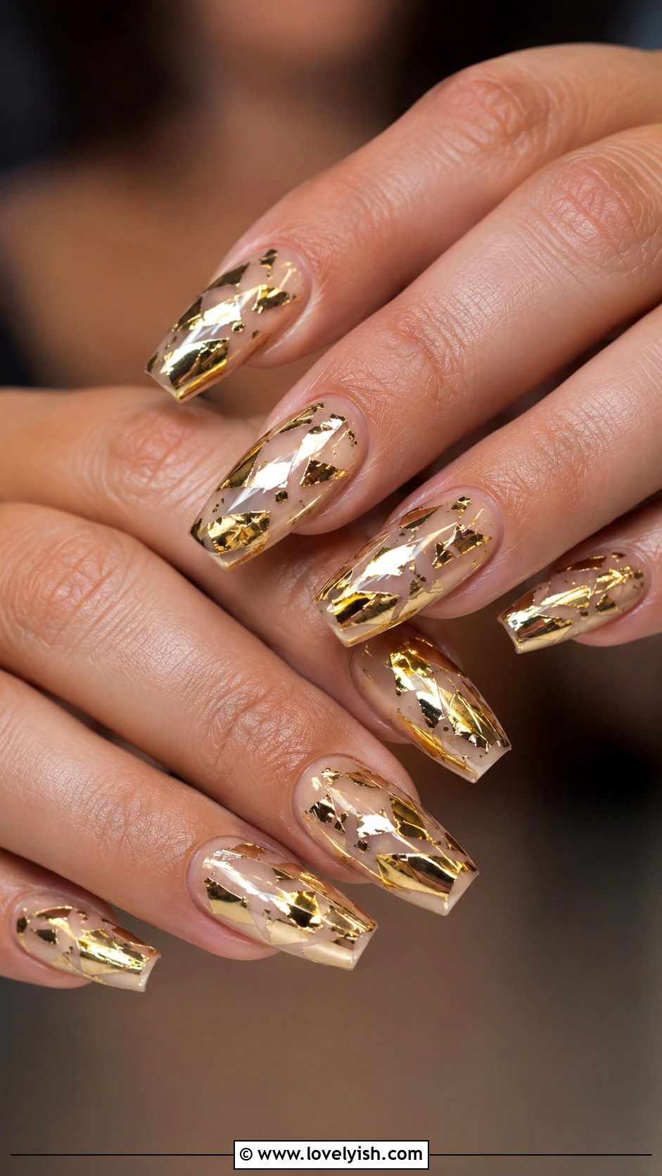 Gold Chrome Foil Nails - 50 gold chrome nails - 50 gold chrome nails