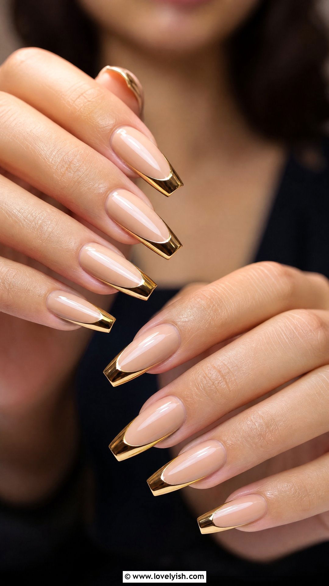 Gold Chrome French Tip Nails - 50 chrome french tip nails - 50 chrome french tip nails
