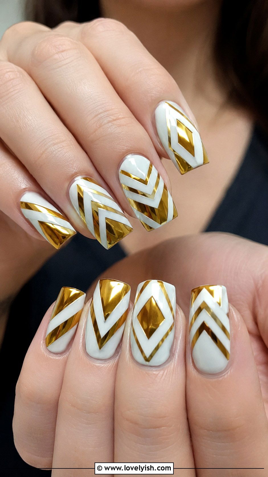 Gold Chrome Geometric Nails - 50 gold chrome nails - 50 gold chrome nails