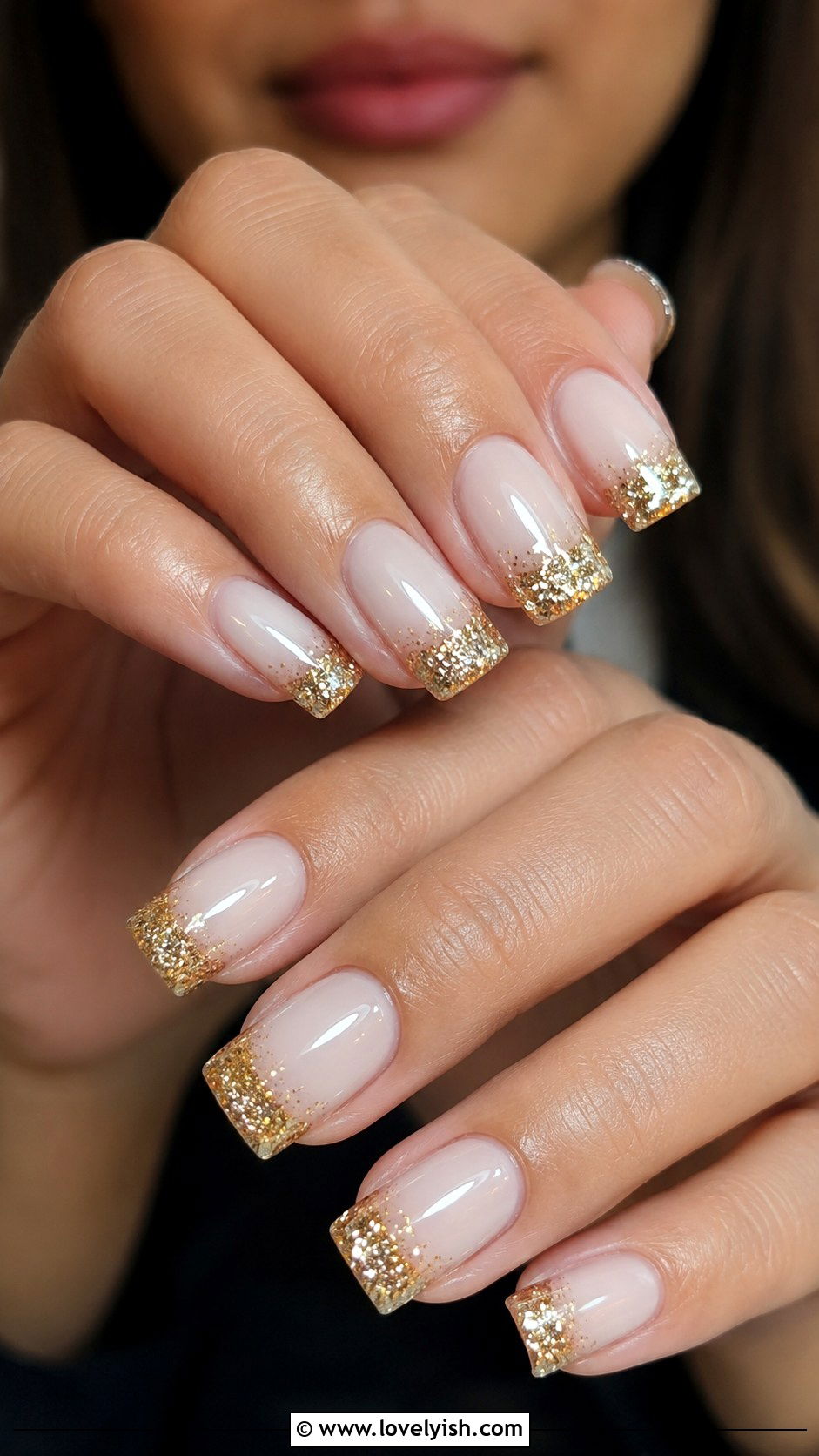 Gold Chrome Glitter Tip Nails - 50 gold chrome nails - 50 gold chrome nails