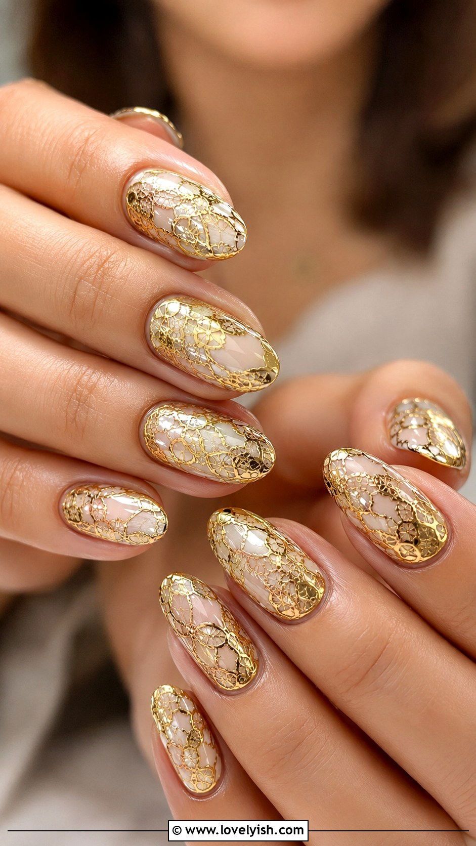 Gold Chrome Lace Nails - 50 gold chrome nails - 50 gold chrome nails