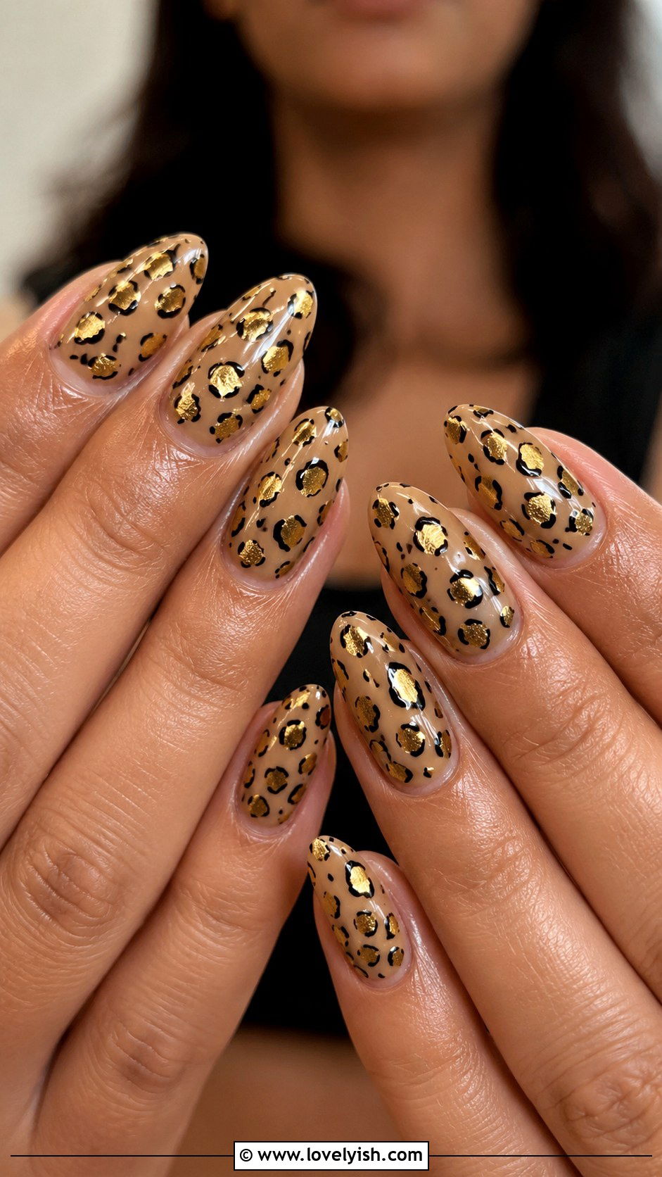 Gold Chrome Leopard Print Nails - 50 gold chrome nails - 50 gold chrome nails