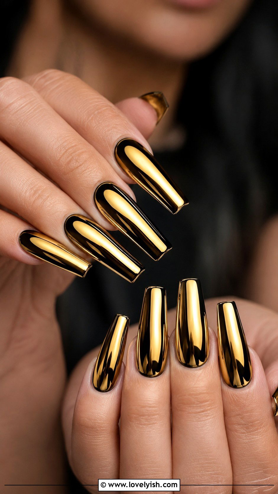 Gold Chrome Mirror Nails - 50 gold chrome nails - 50 gold chrome nails