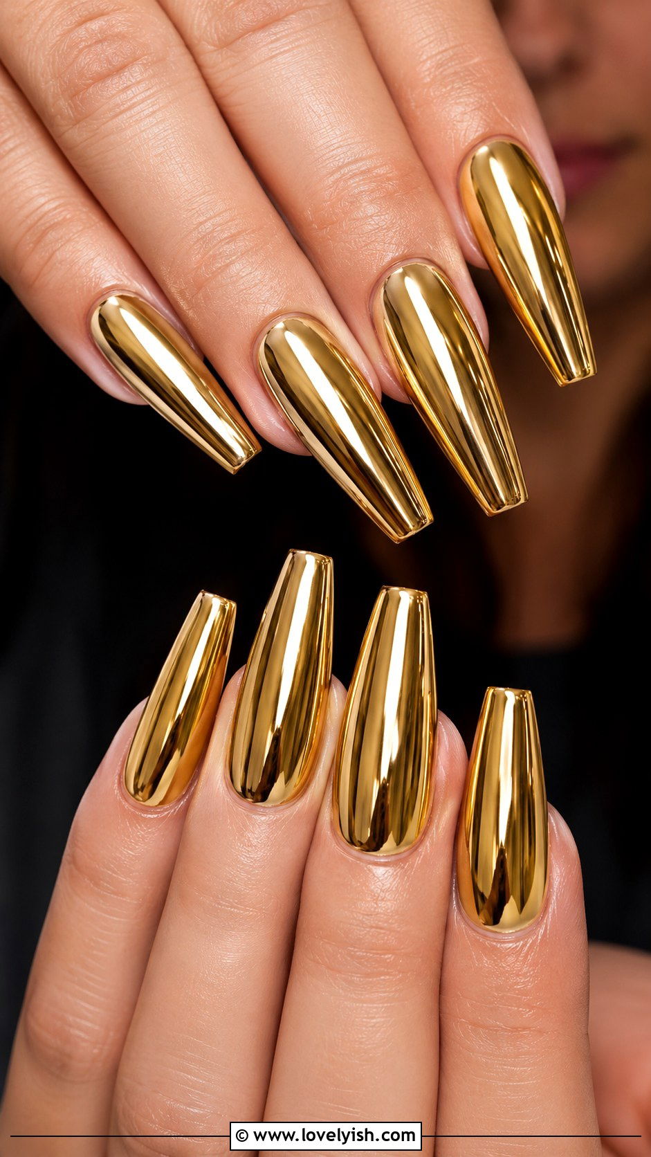Gold Chrome Mirror Nails - 50 unique nail designs - 50 unique nail designs