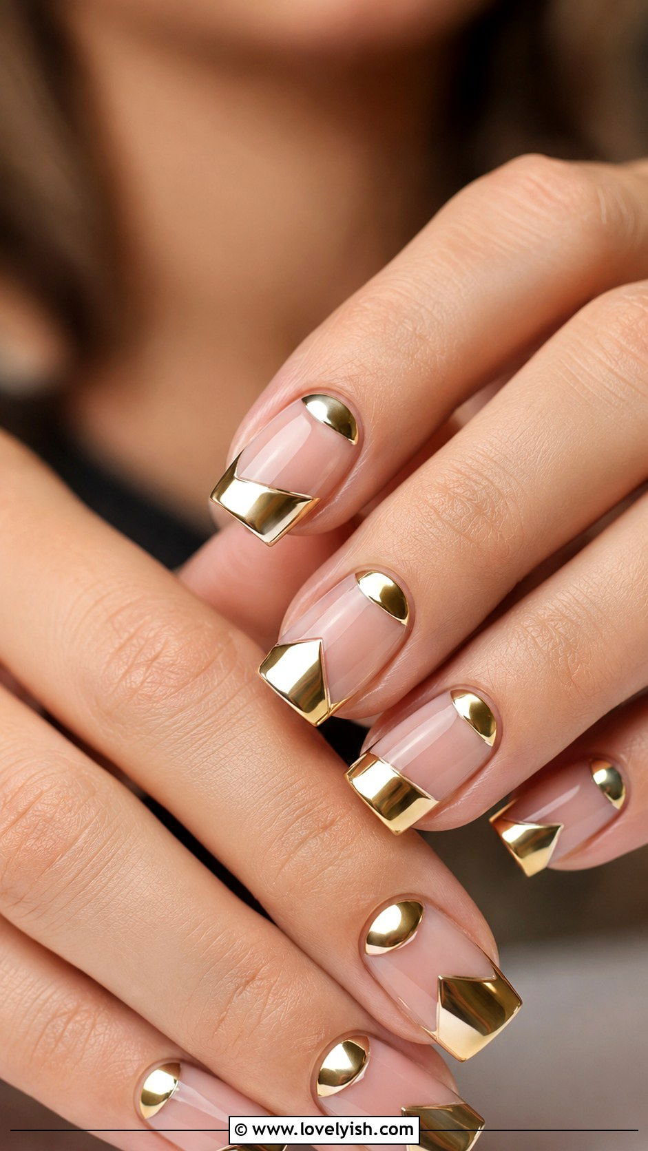 Gold Chrome Negative Space Nails - 50 gold chrome nails - 50 gold chrome nails