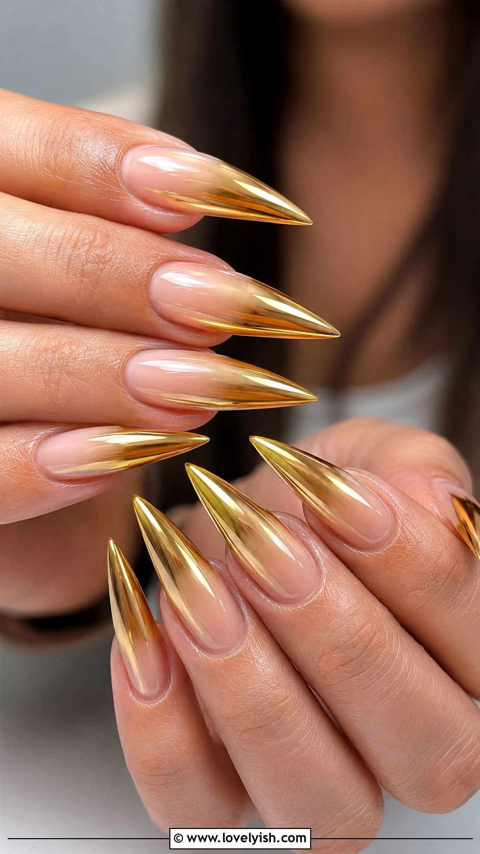 Gold Chrome Ombre Nails - 50 gold chrome nails - 50 gold chrome nails