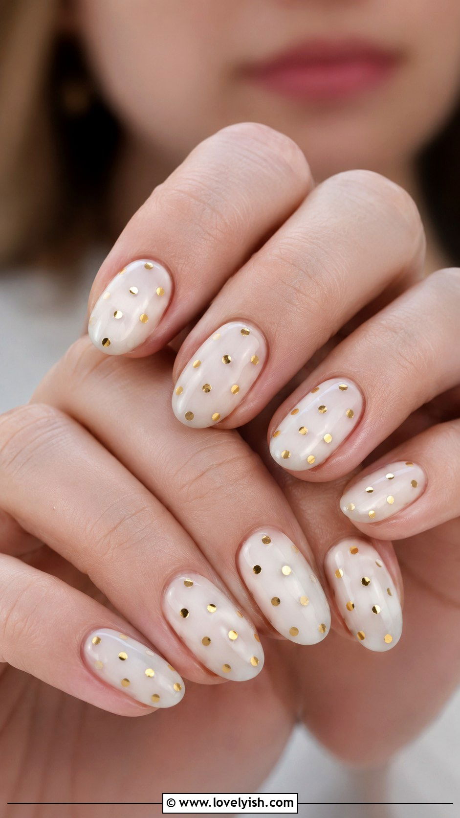 Gold Chrome Polka Dot Nails - 50 gold chrome nails - 50 gold chrome nails