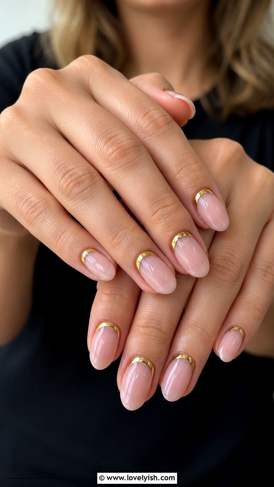 Gold Chrome Reverse French Nails - 50 gold chrome nails - 50 gold chrome nails