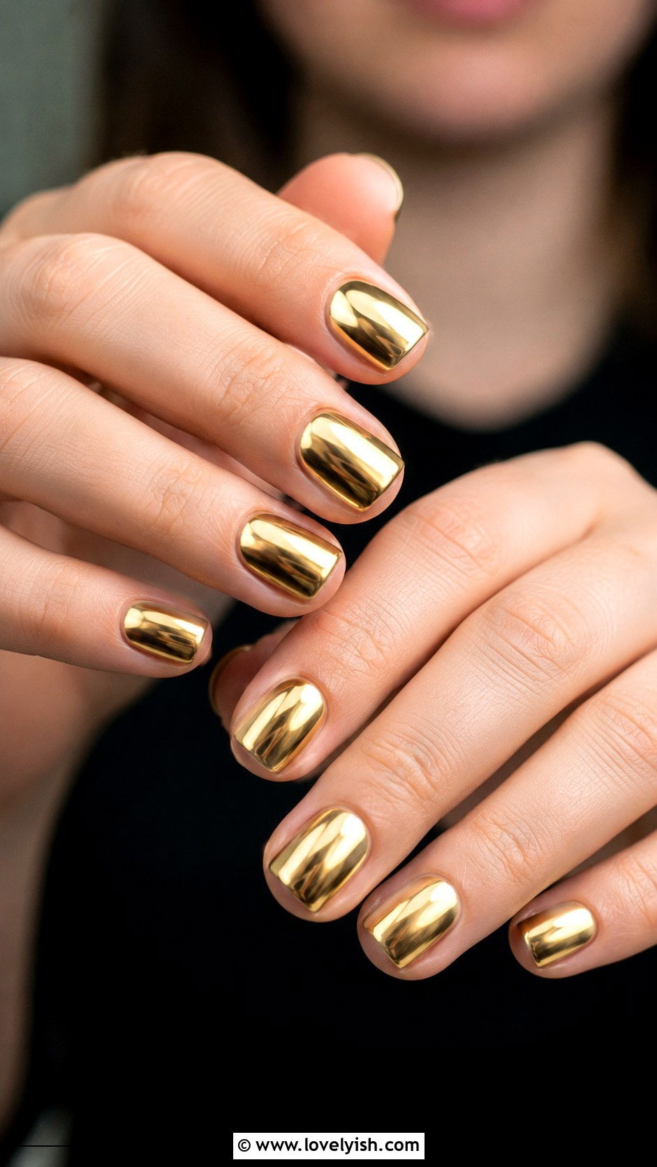 Gold Chrome Short Square Nails - 50 gold chrome nails - 50 gold chrome nails