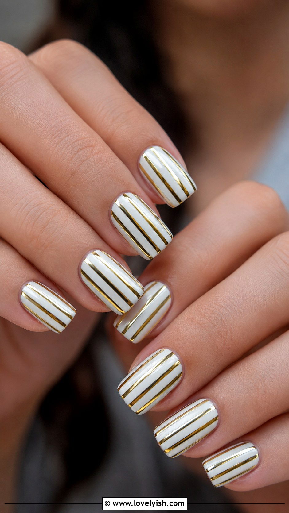 Gold Chrome Stripe Nails - 50 gold chrome nails - 50 gold chrome nails