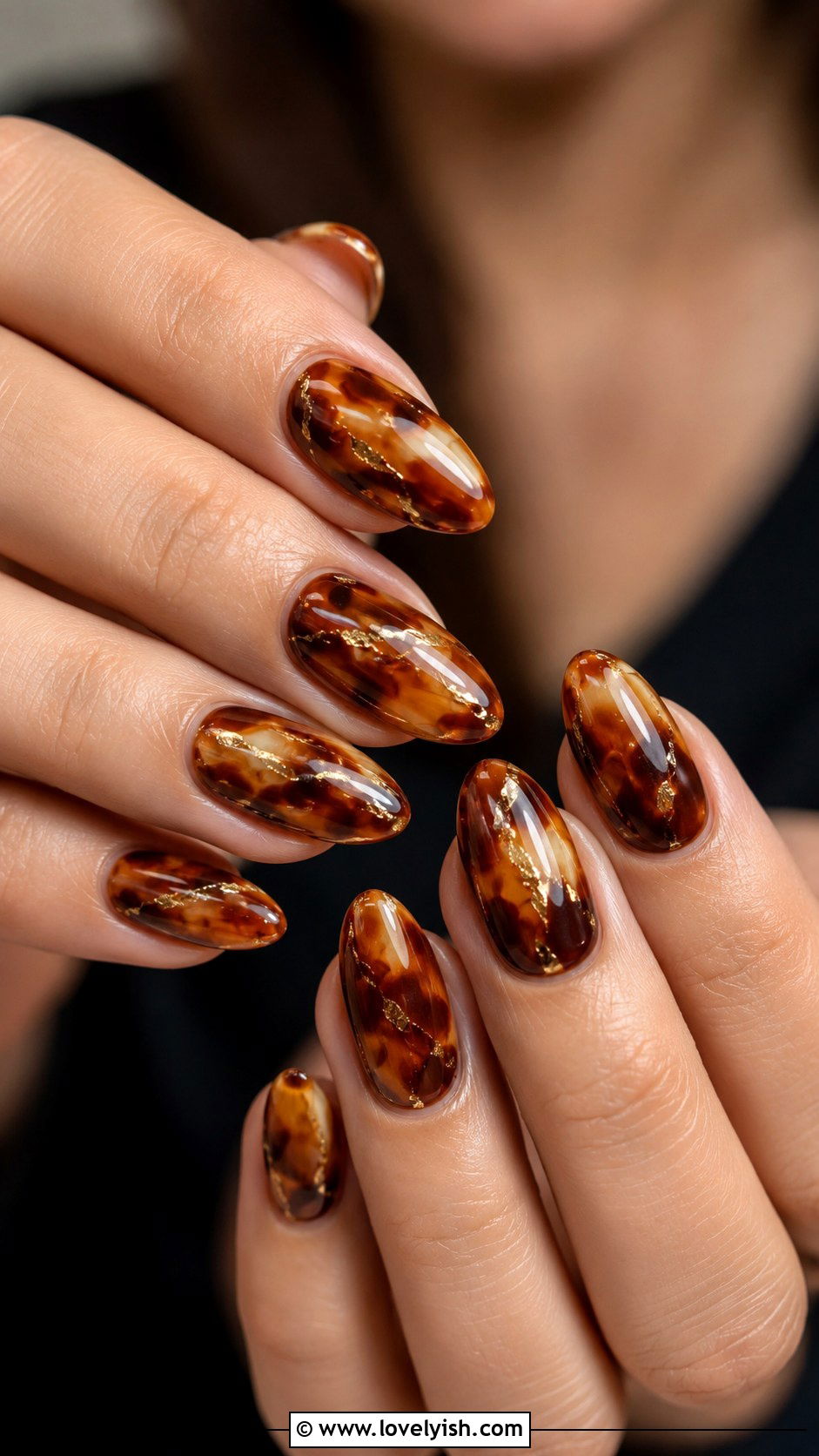 Gold Chrome Tortoise Shell Nails - 50 gold chrome nails - 50 gold chrome nails